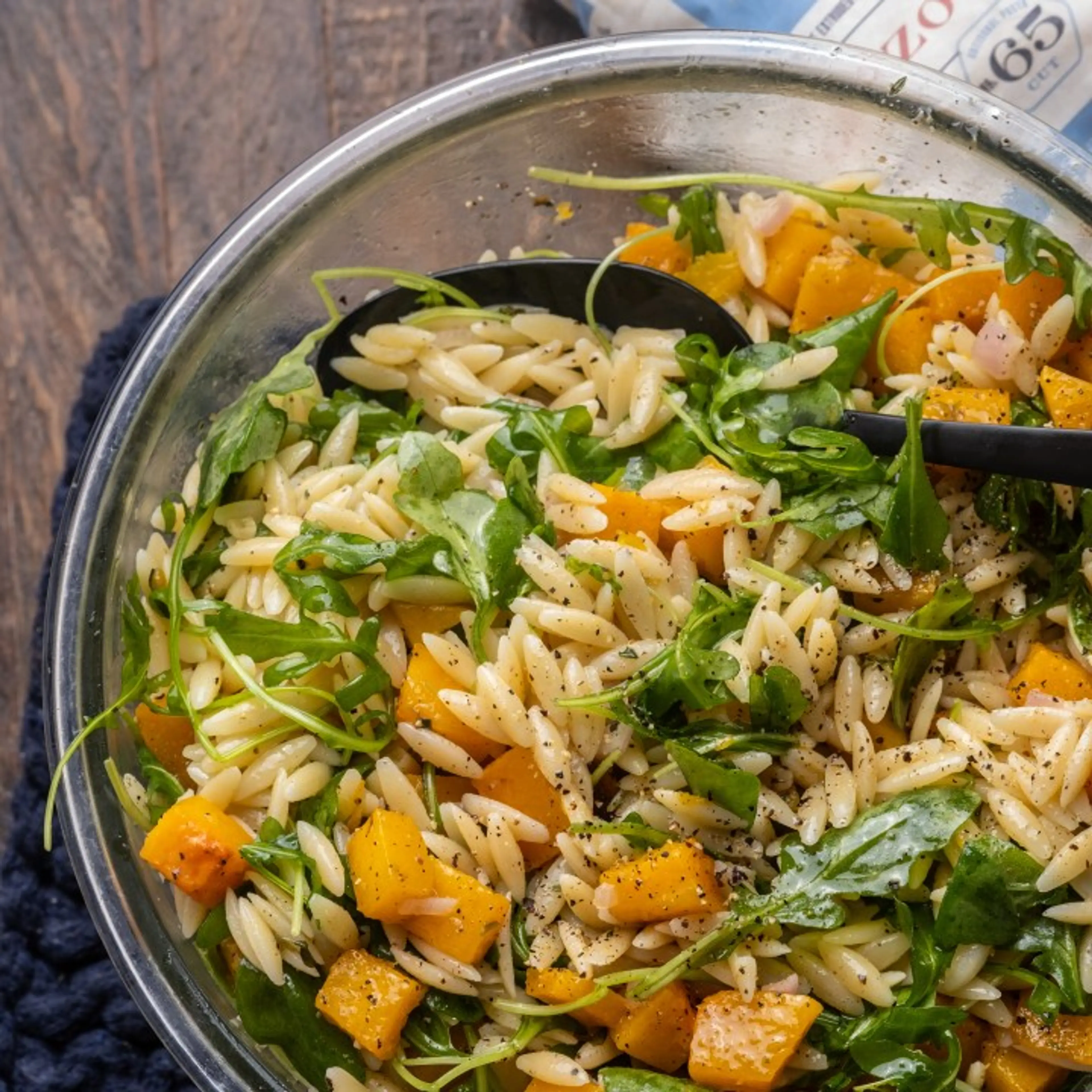 Warm Orzo Pasta Salad with Butternut Squash