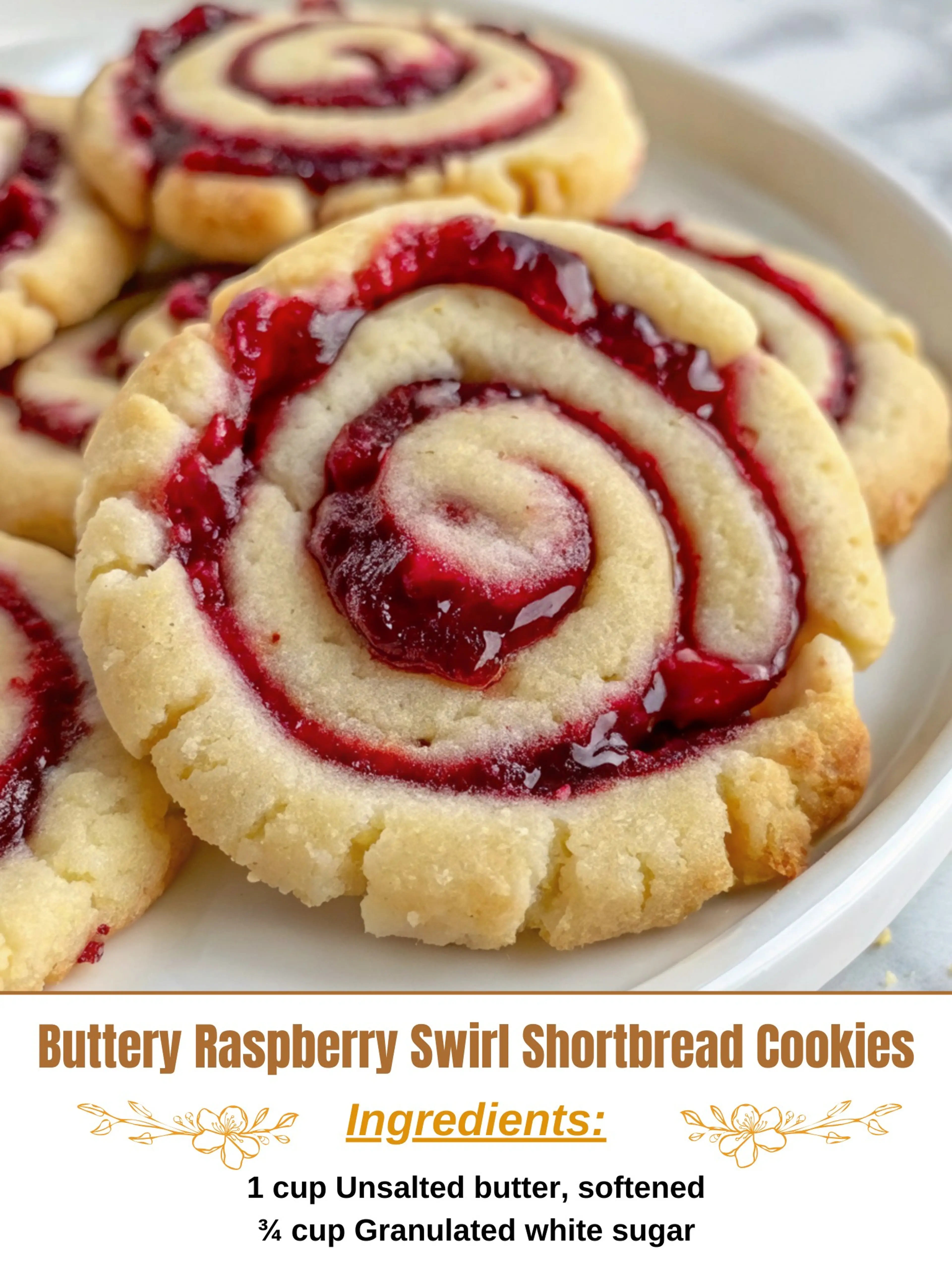 Buttery Raspberry Swirl Shortbread Cookies