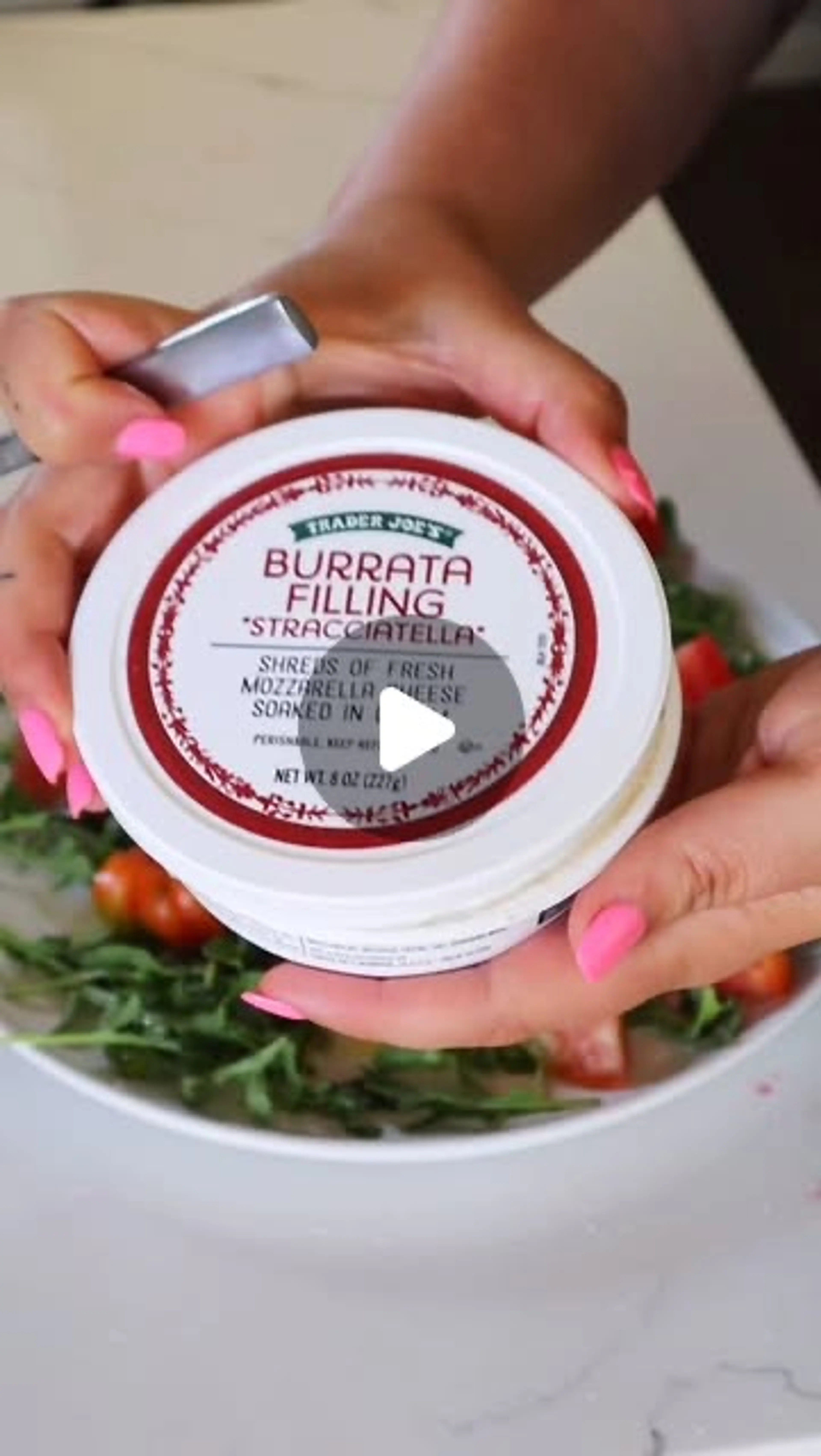 Caprese Salad Using the Burrata Filling