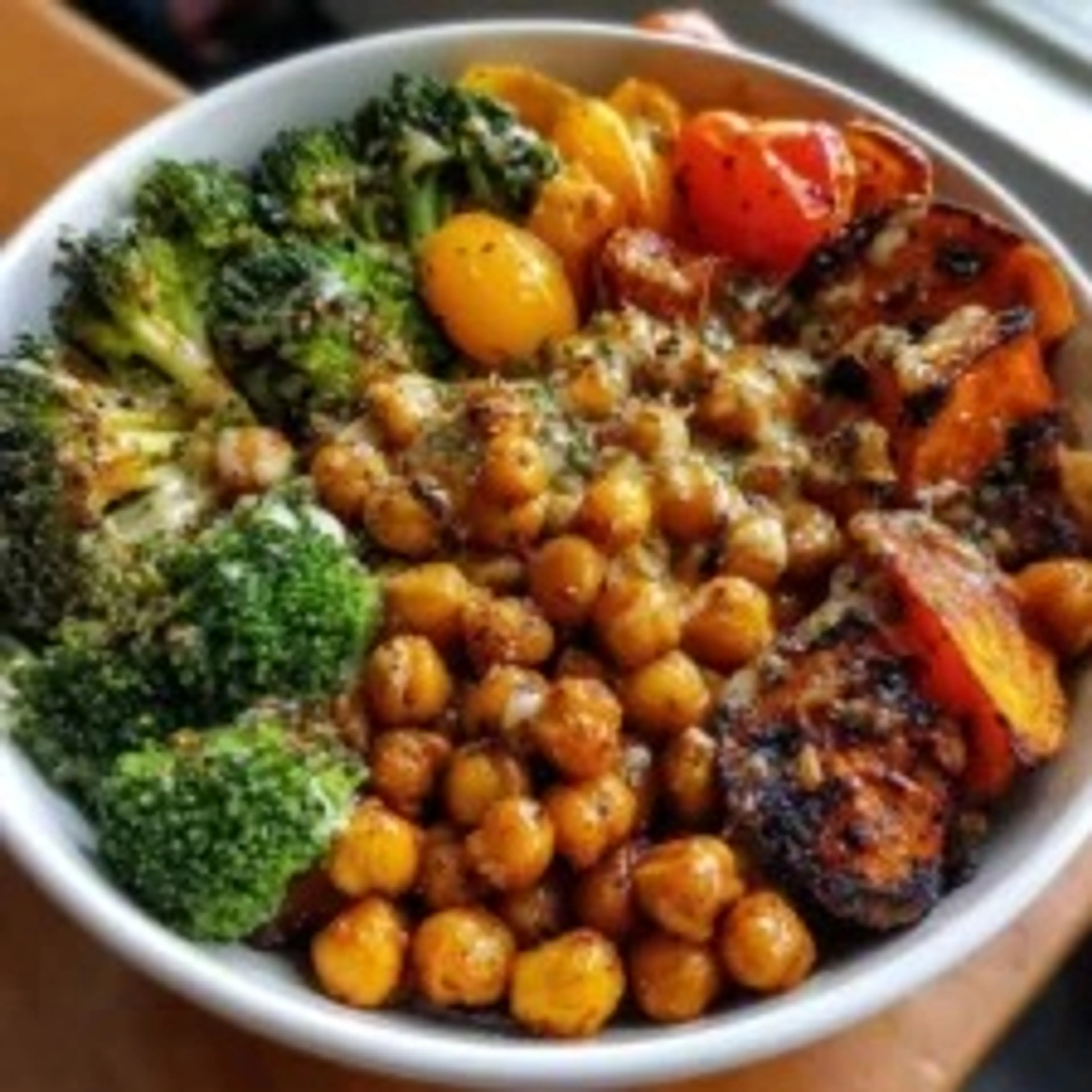 Roasted Chickpeas and Veggie Bowl