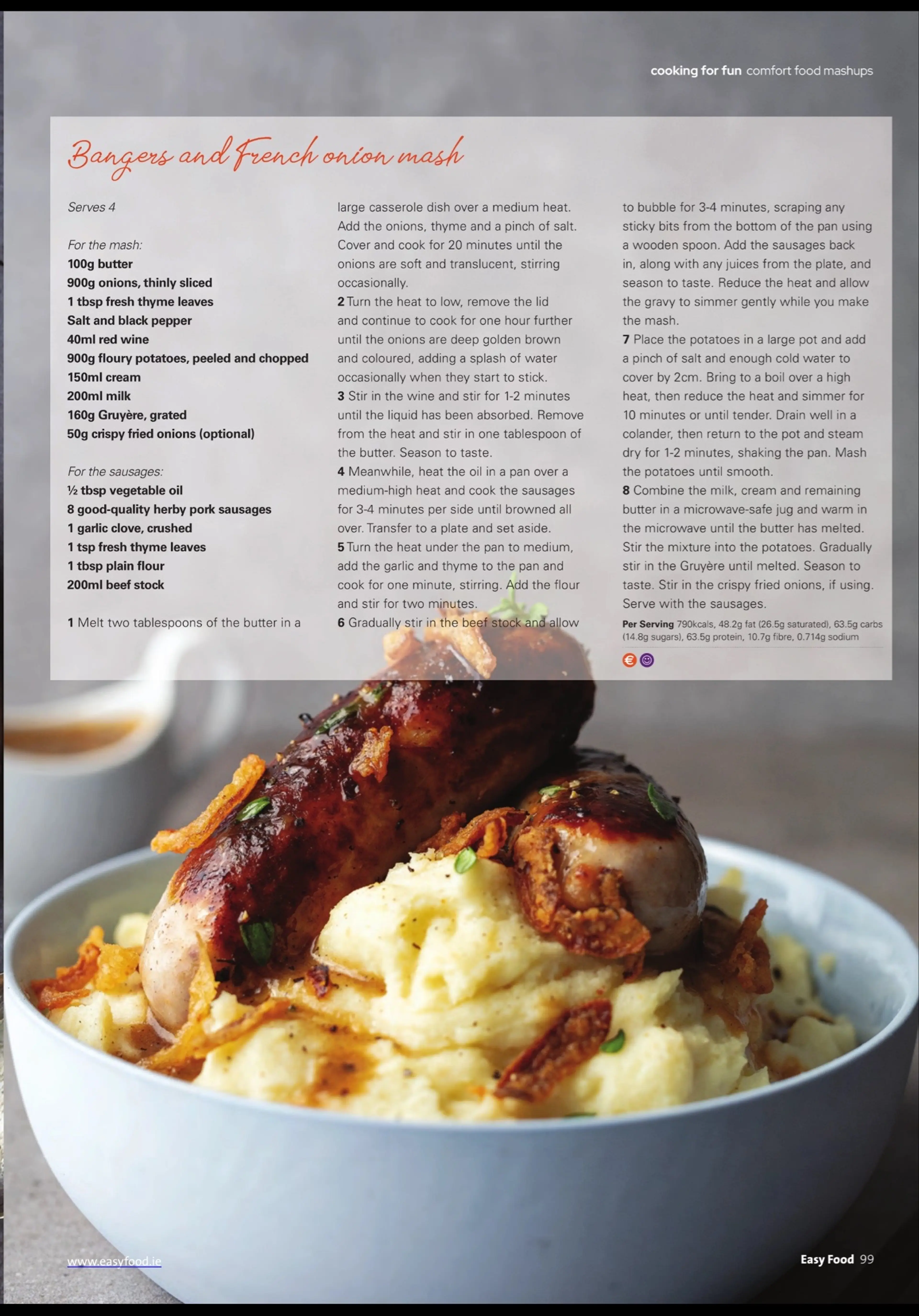 Bangers and French onion mash
