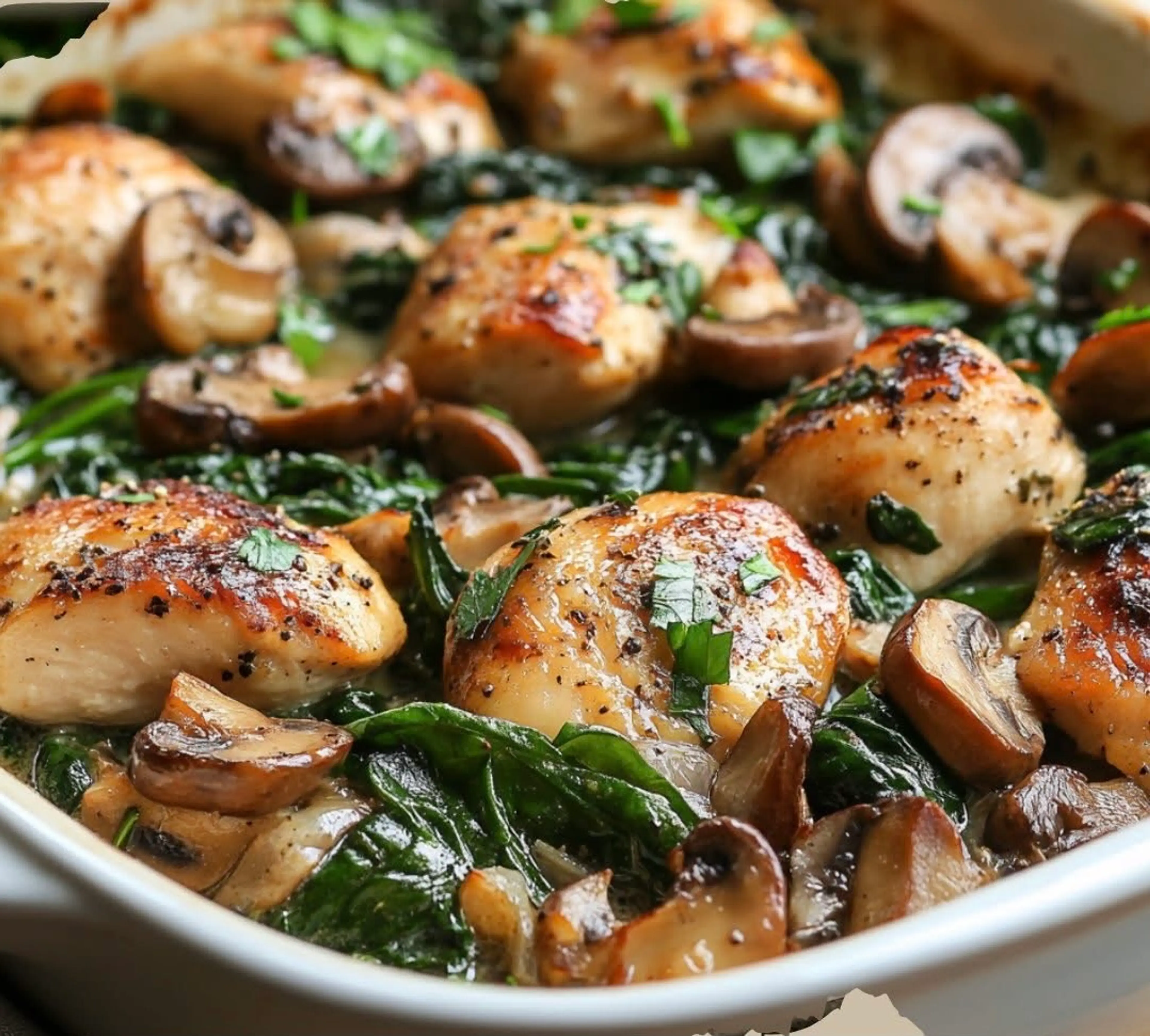 Chicken, Spinach, and Mushroom Low-Carb Oven Dish