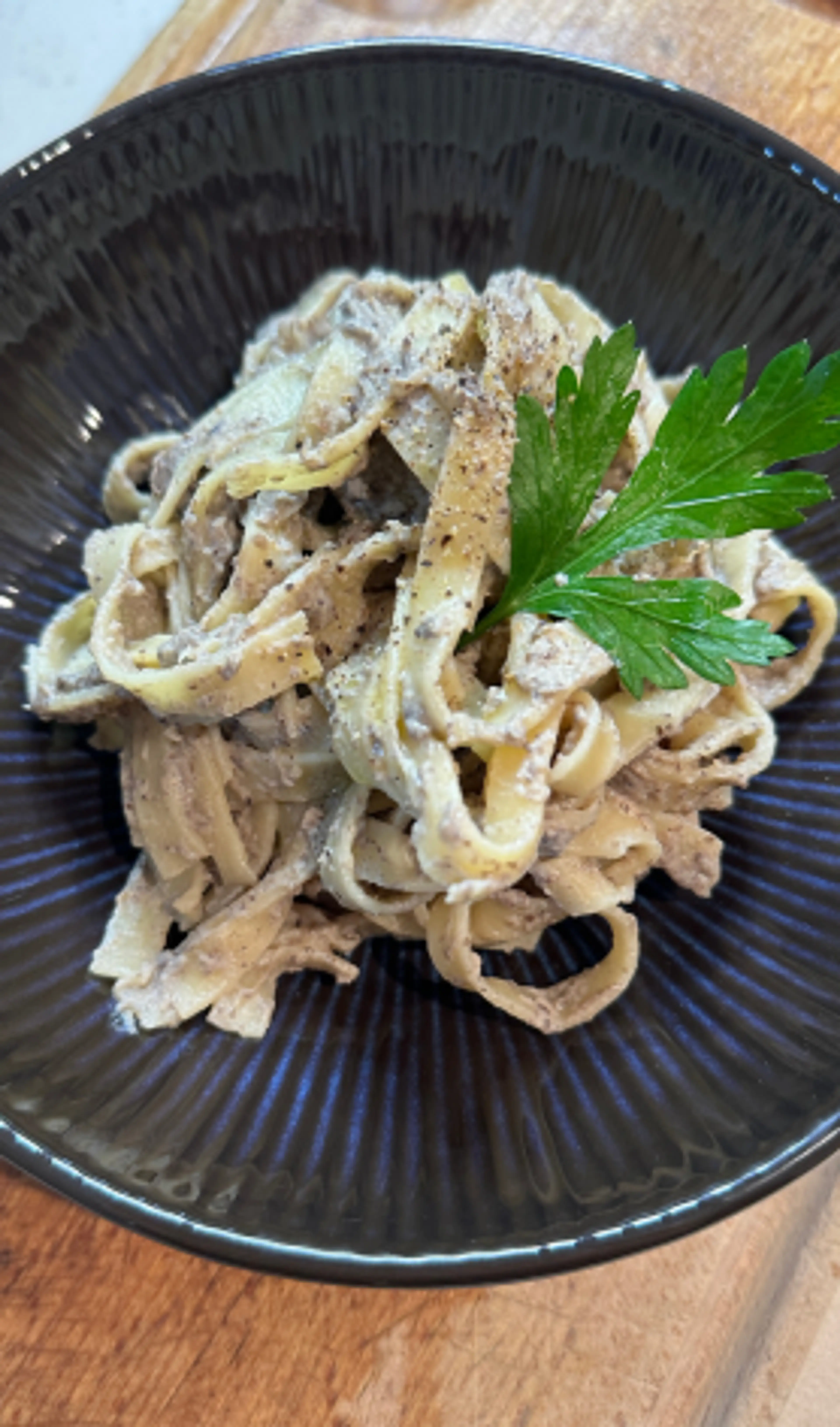 Tagliatelles champignons et truffe au tofu soyeux