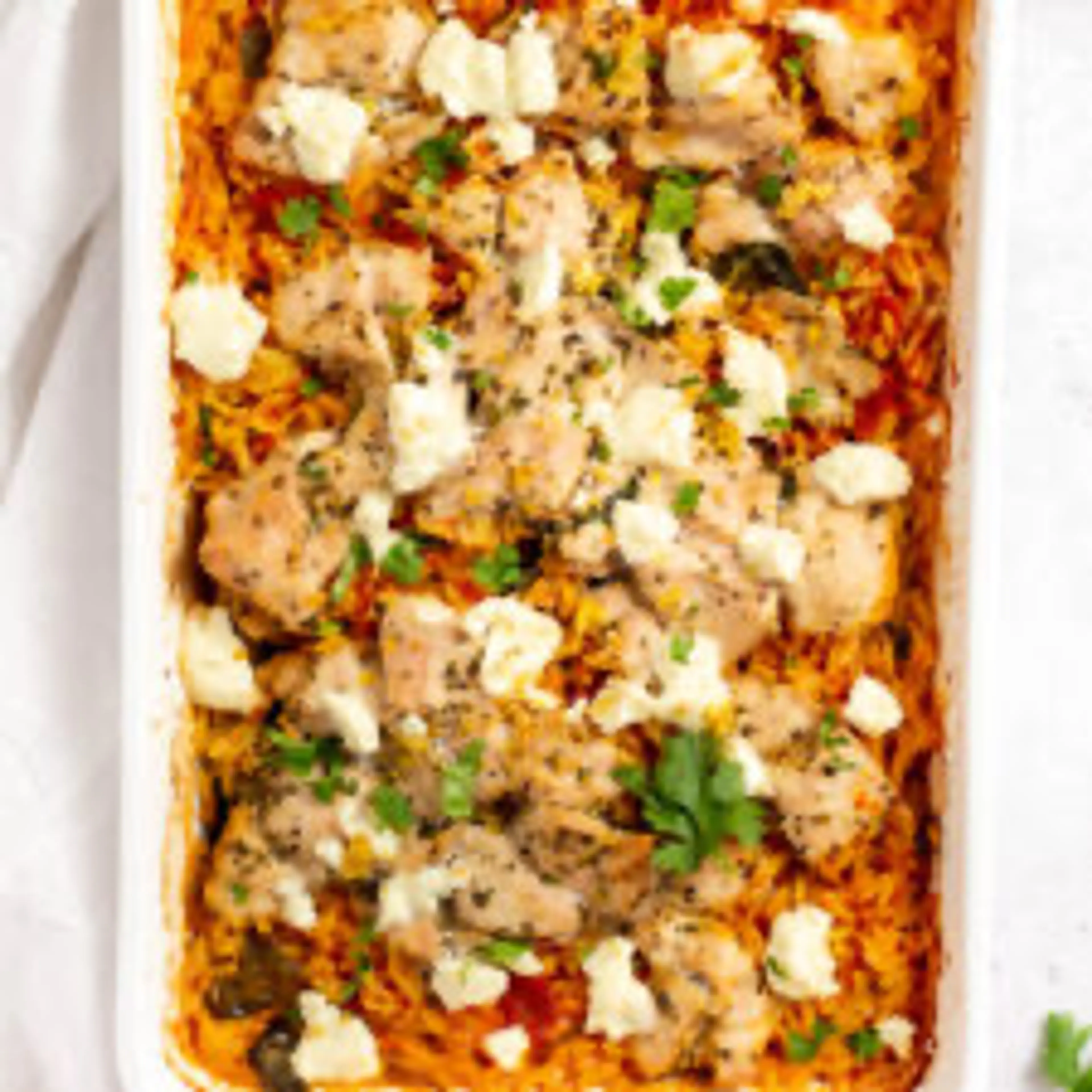 Greek Chicken Orzo Bake