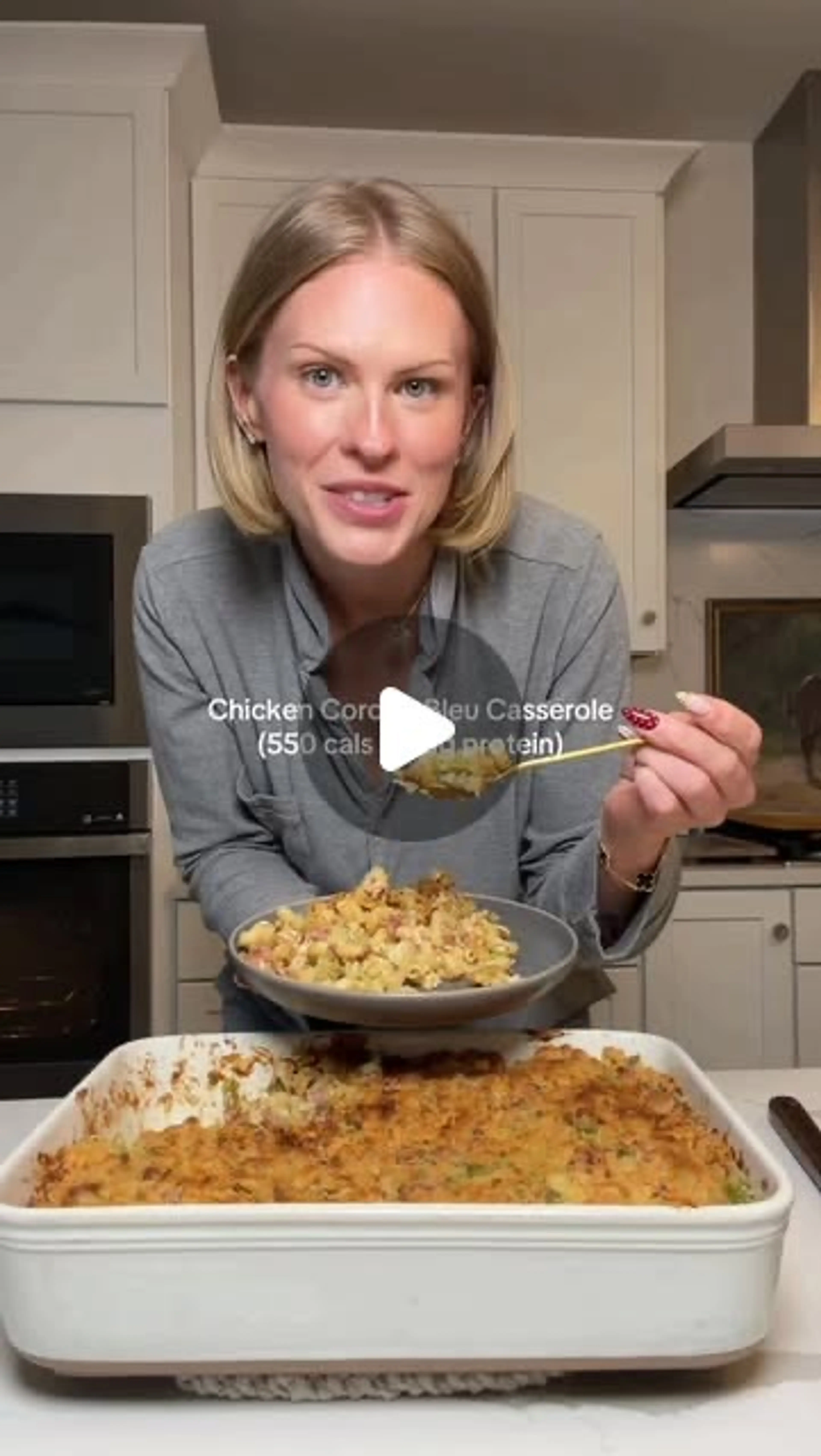 Chicken Cordon Bleu Casserole (550 Cals + 50g Protein) This