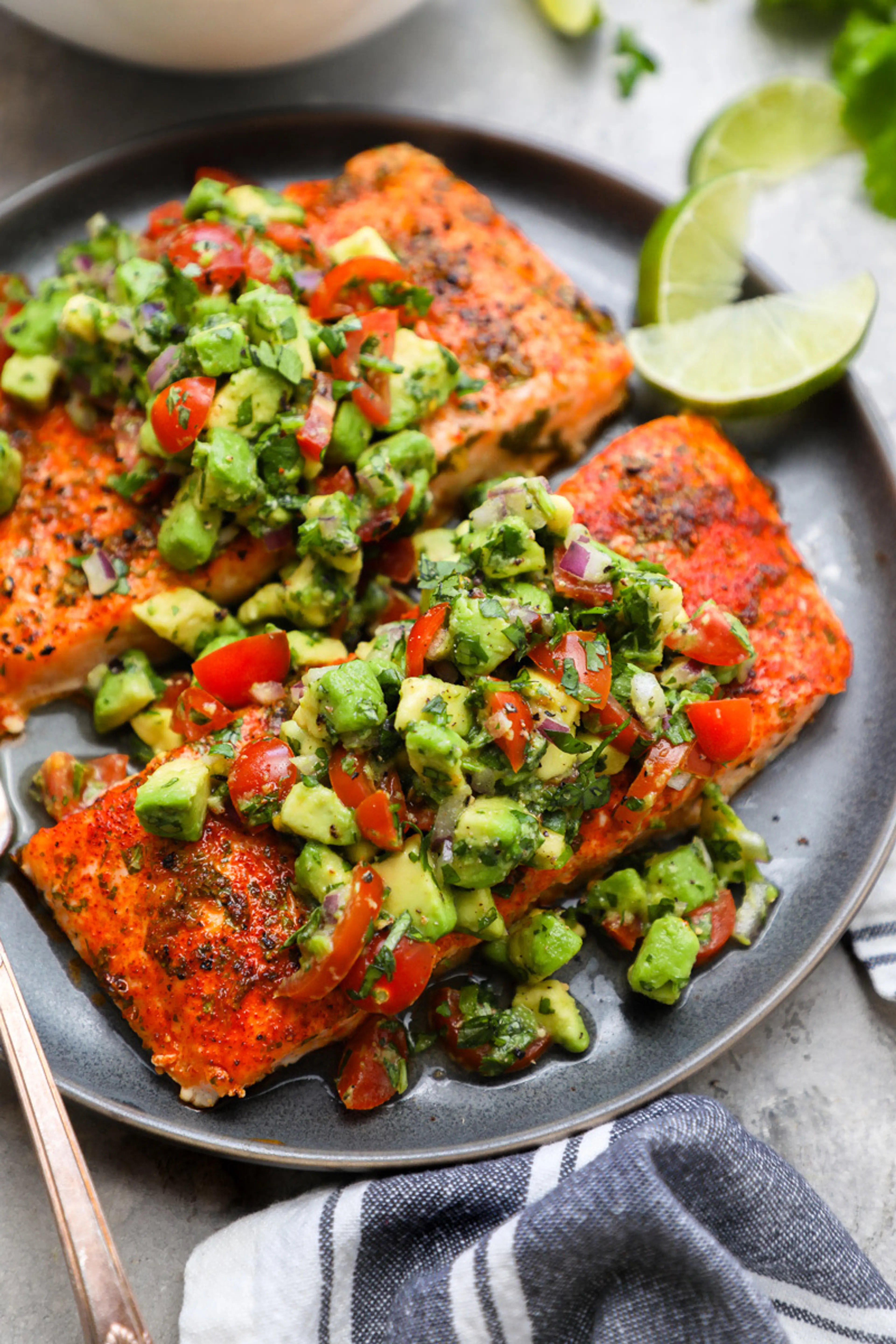 Baked Cilantro Lime Salmon with Avocado Salsa