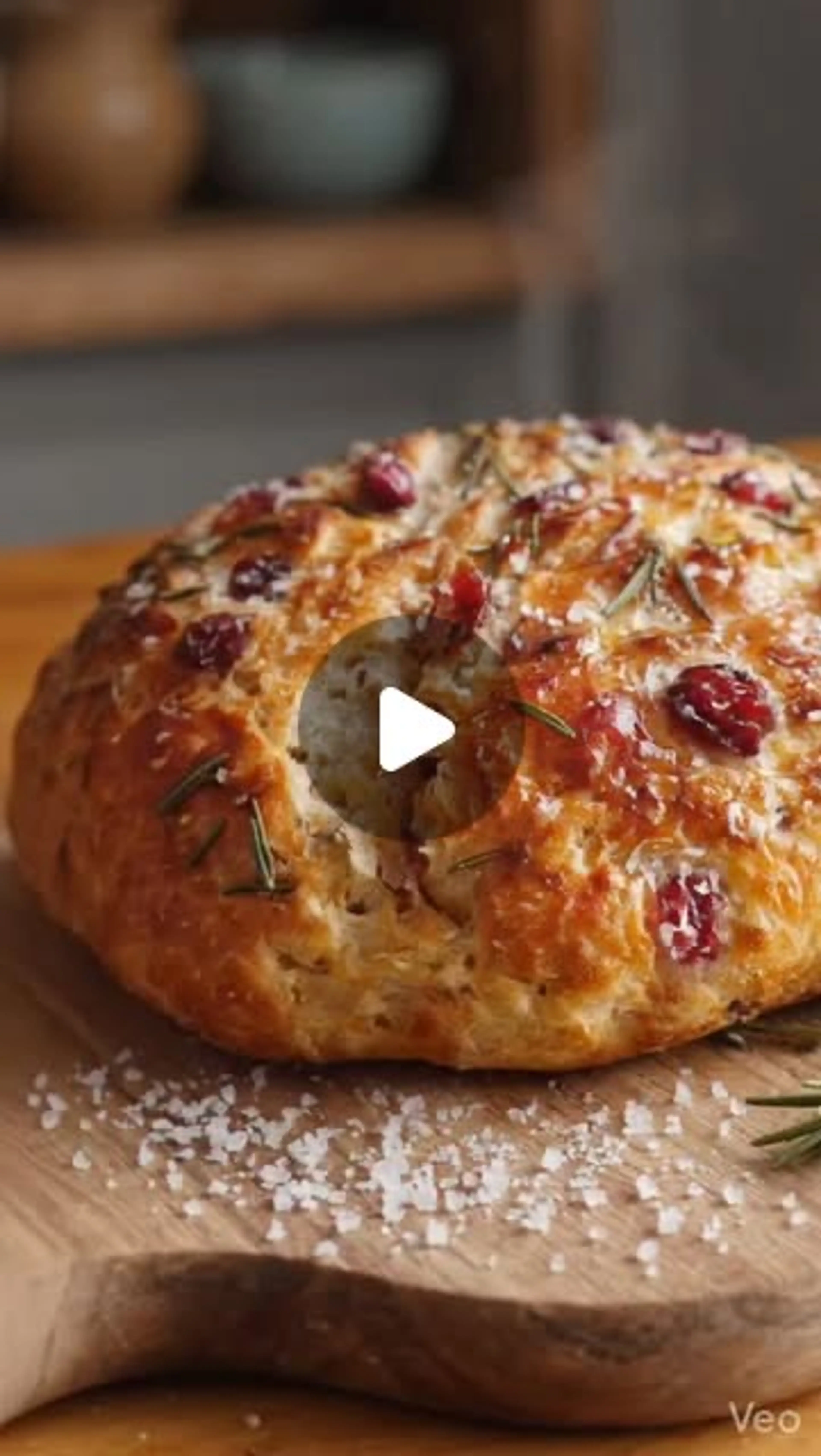 No-knead Rosemary Cranberry Bread