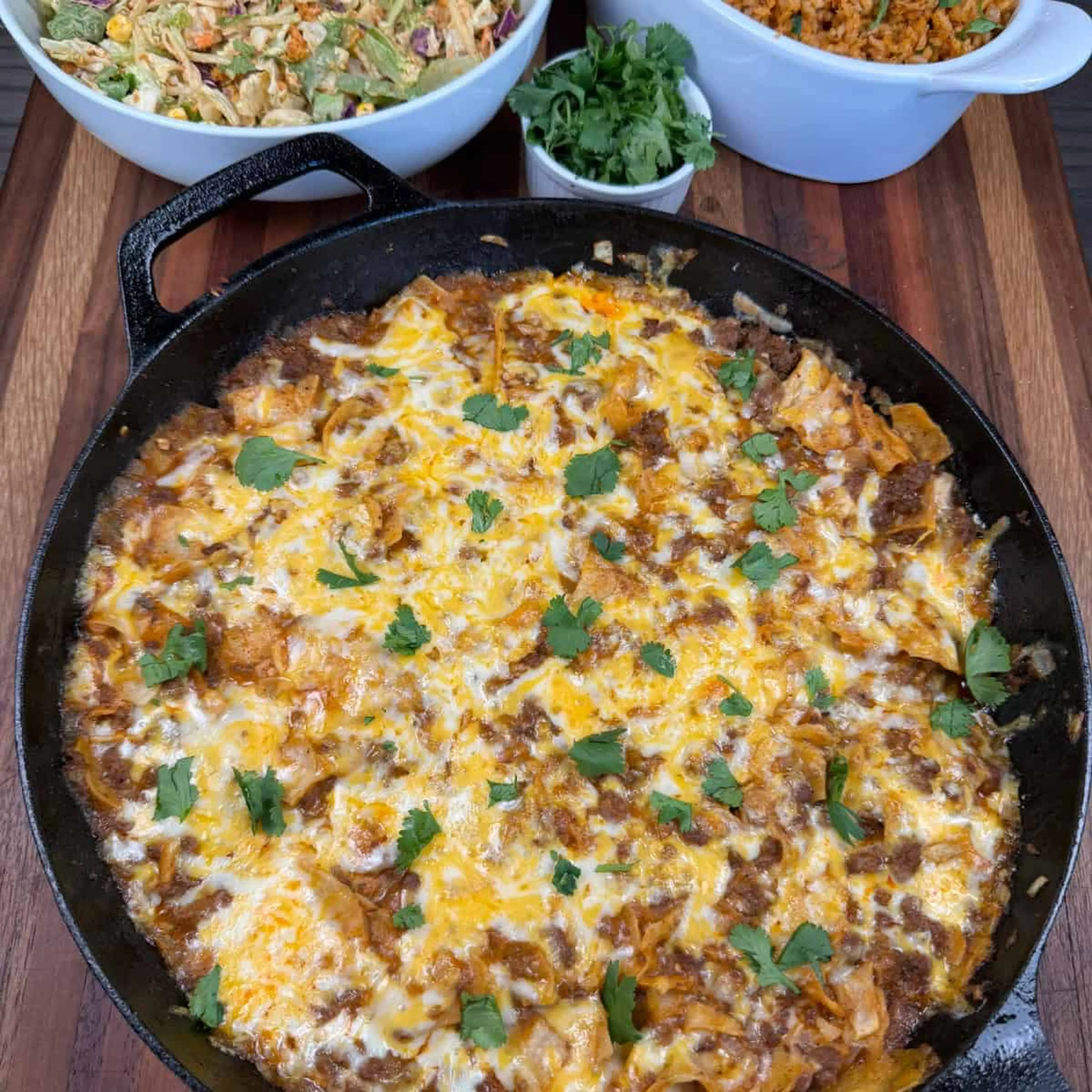 Cheesy Beef Enchilada Skillet