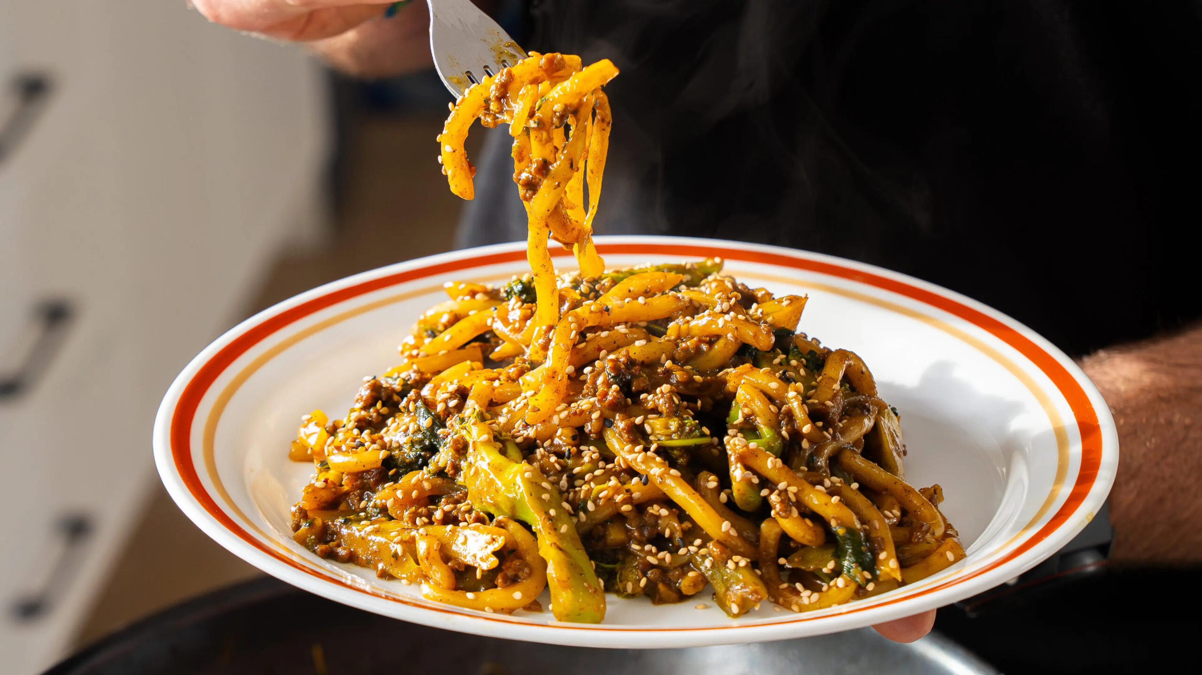 Curry Beef and Broccoli Udon Stir Fry