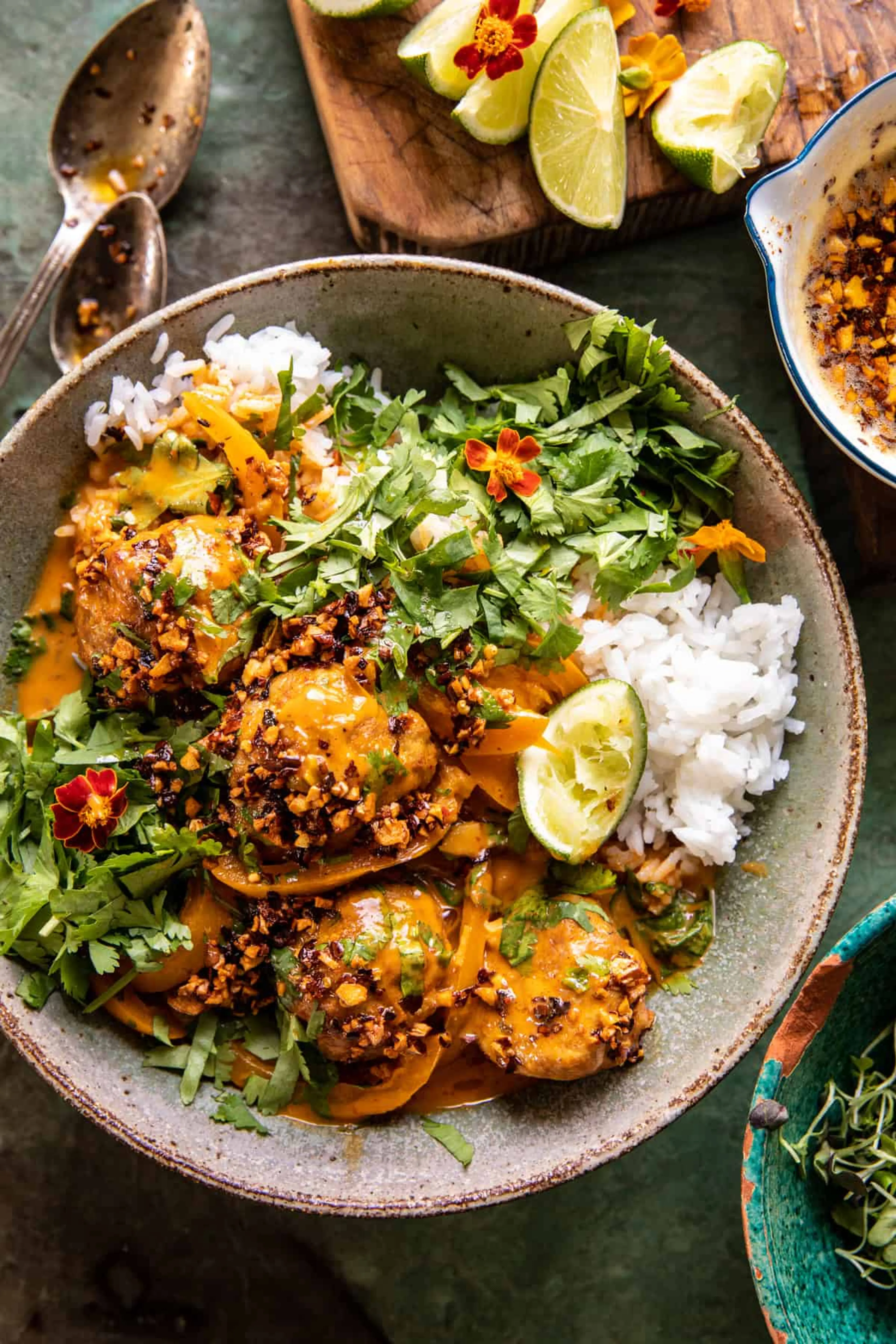 Coconut Curry Chicken Meatballs with Garlic Butter