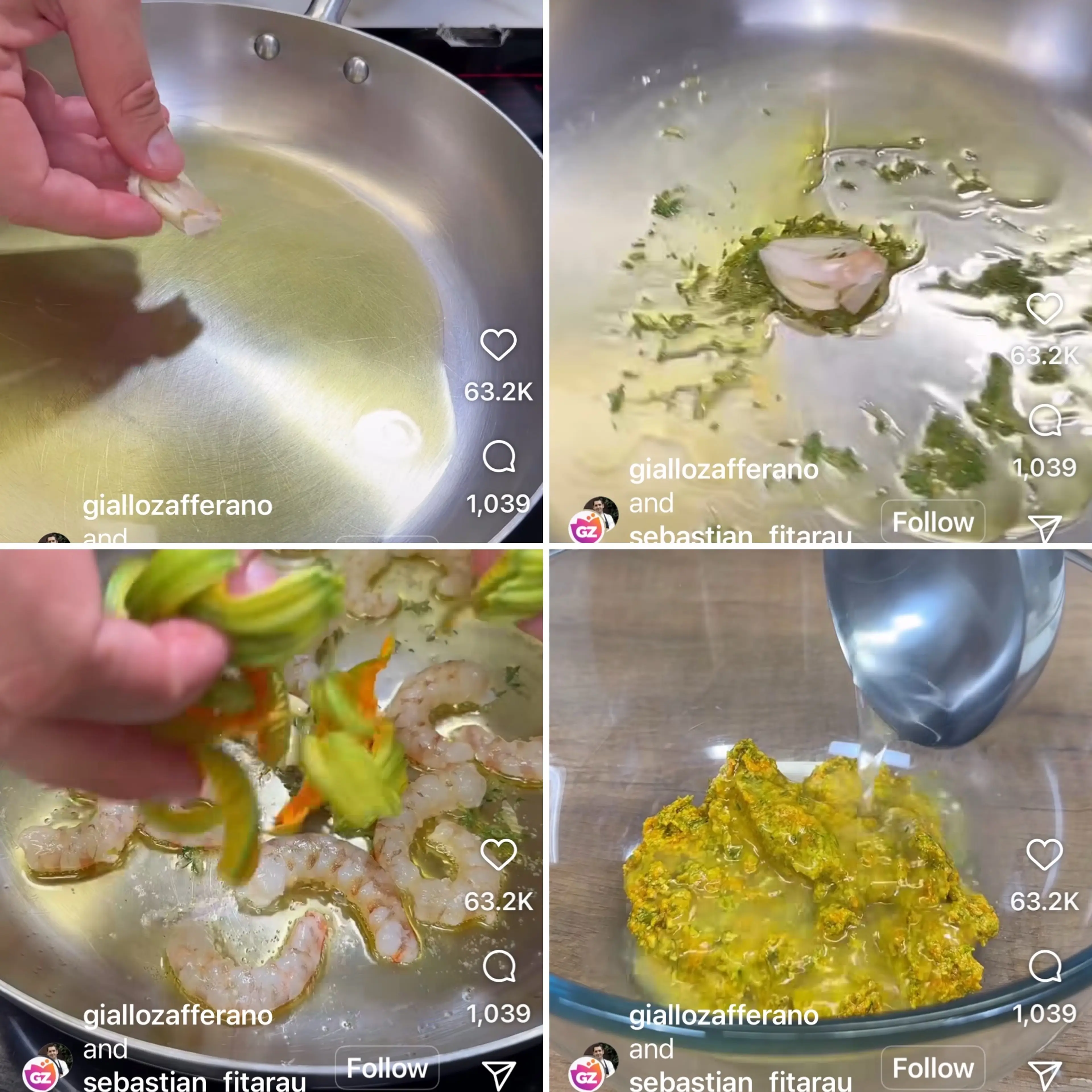Pasta con Pesto di Fiori di Zucca e Mazzancolle