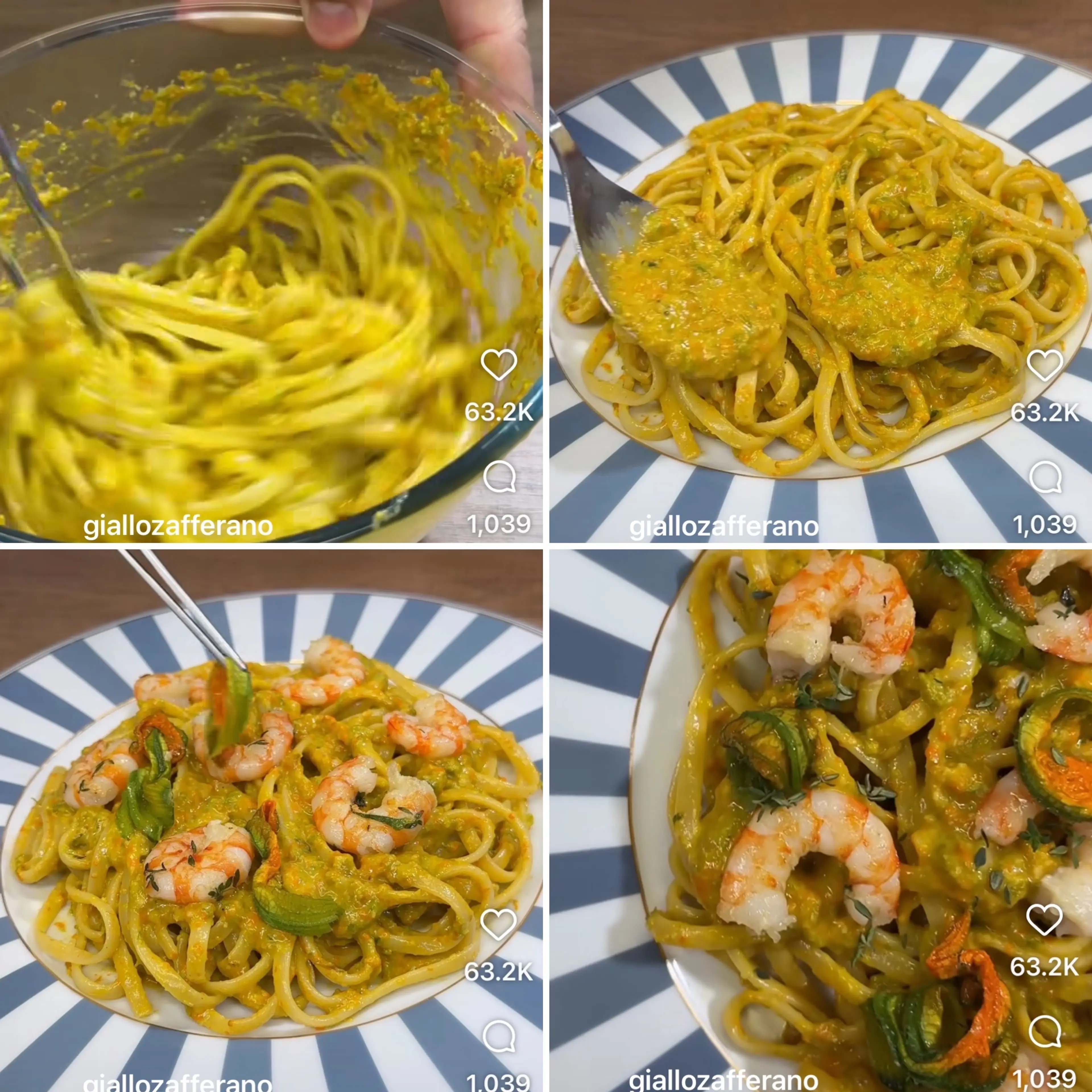 Pasta con Pesto di Fiori di Zucca e Mazzancolle