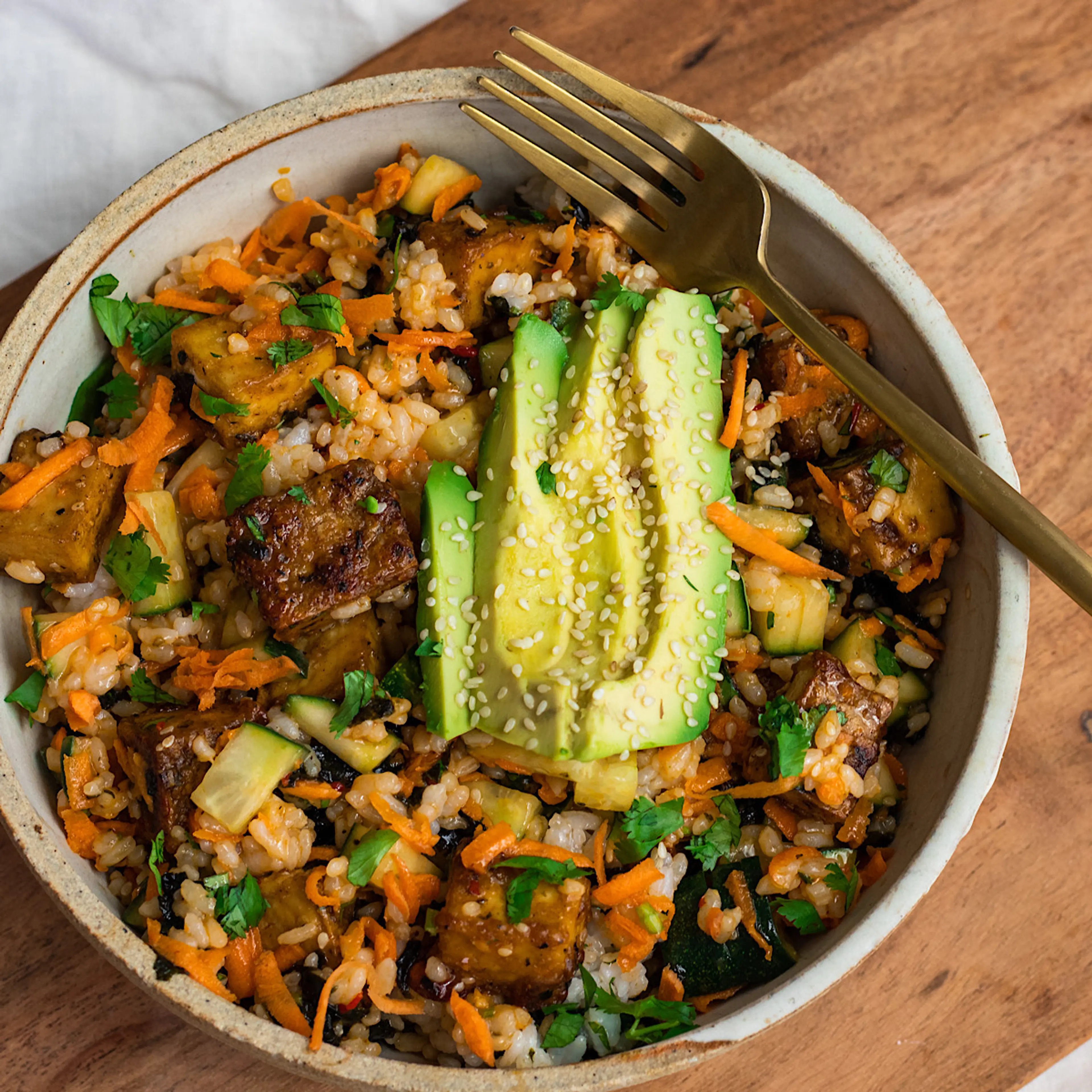 Vegan Sushi Salad with Spicy Mayo Dressing