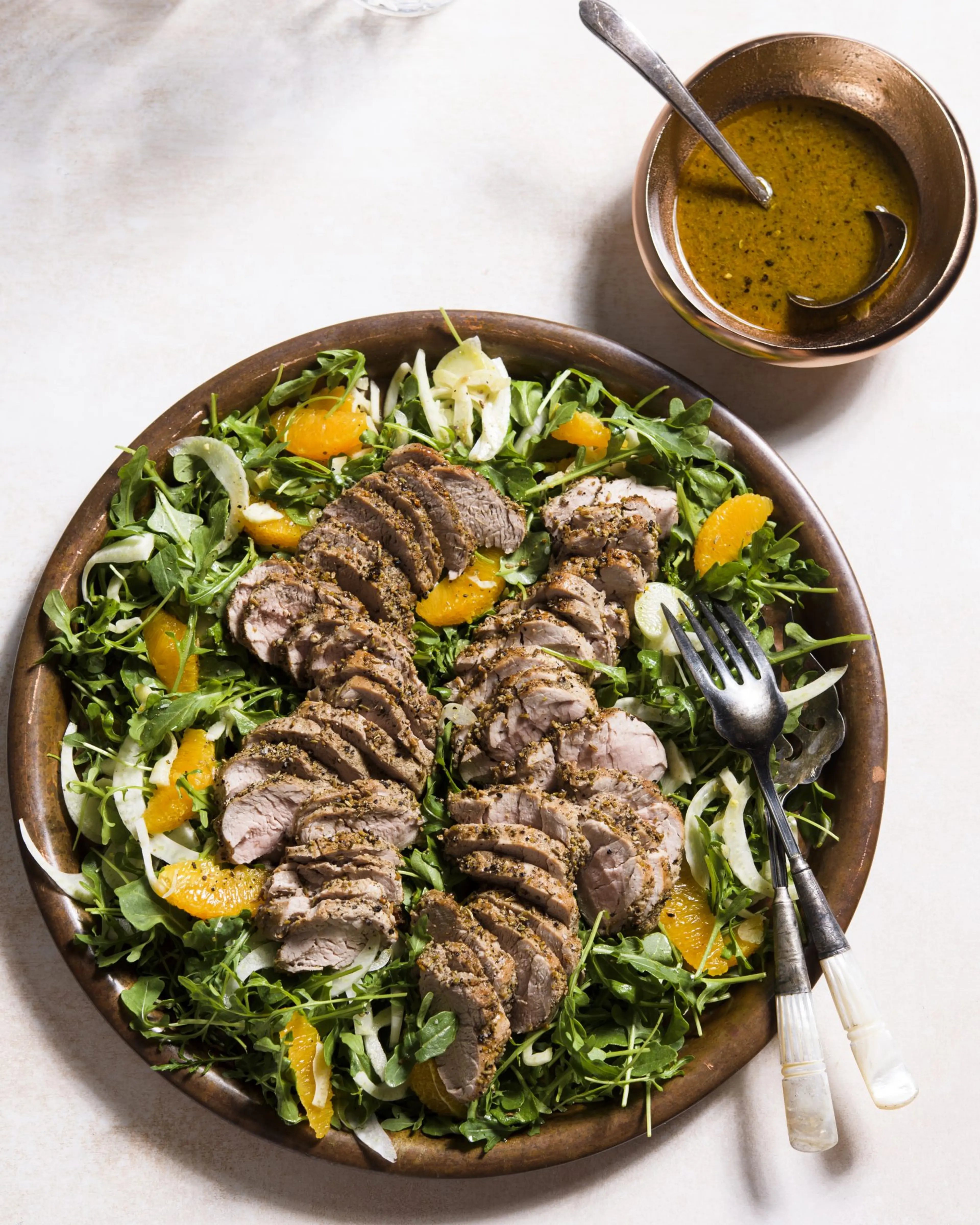 Fennel-Crusted Pork Tenderloins with Orange and Arugula Sala