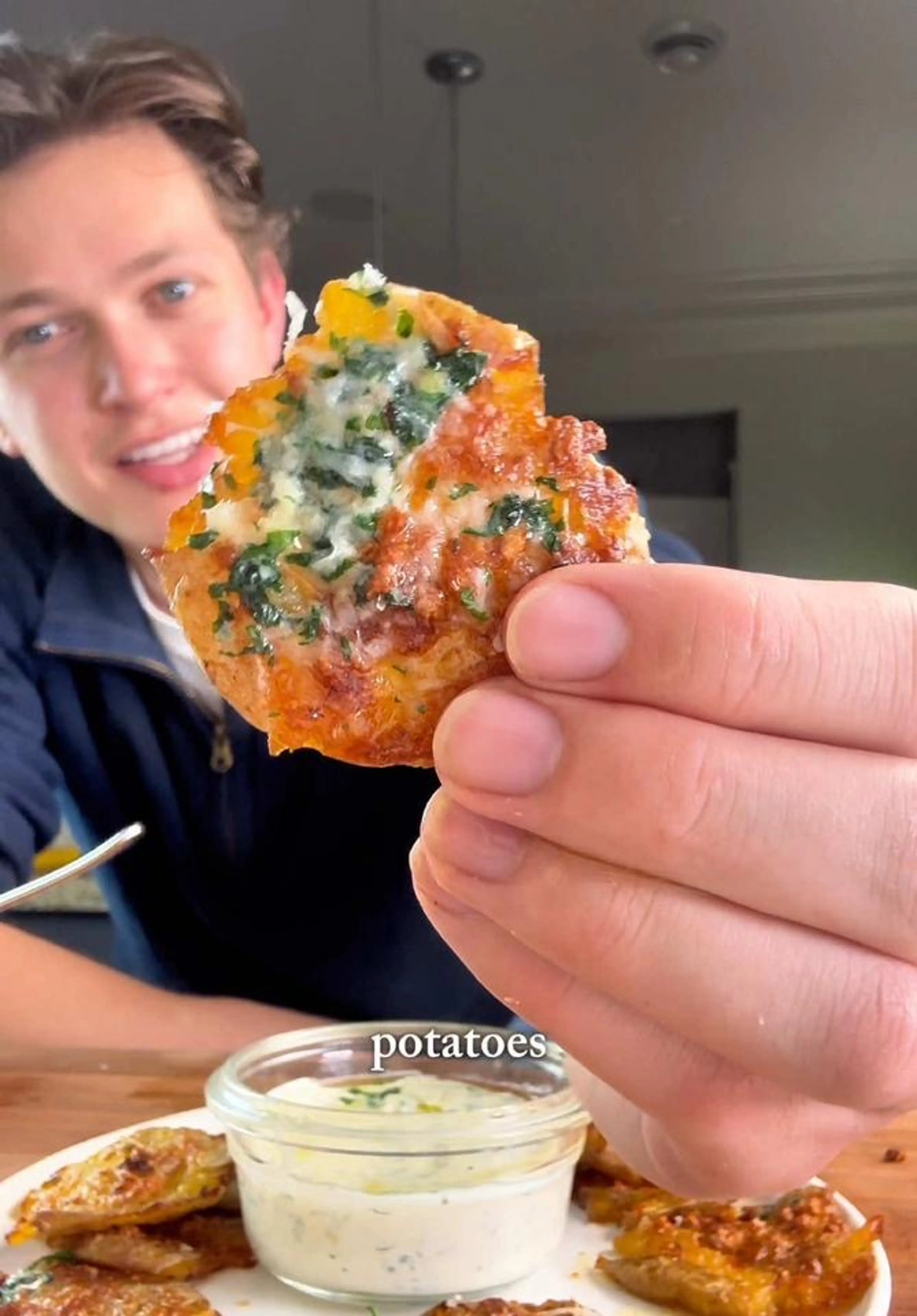 Crispest Smashed Garlic Parm Potatoes