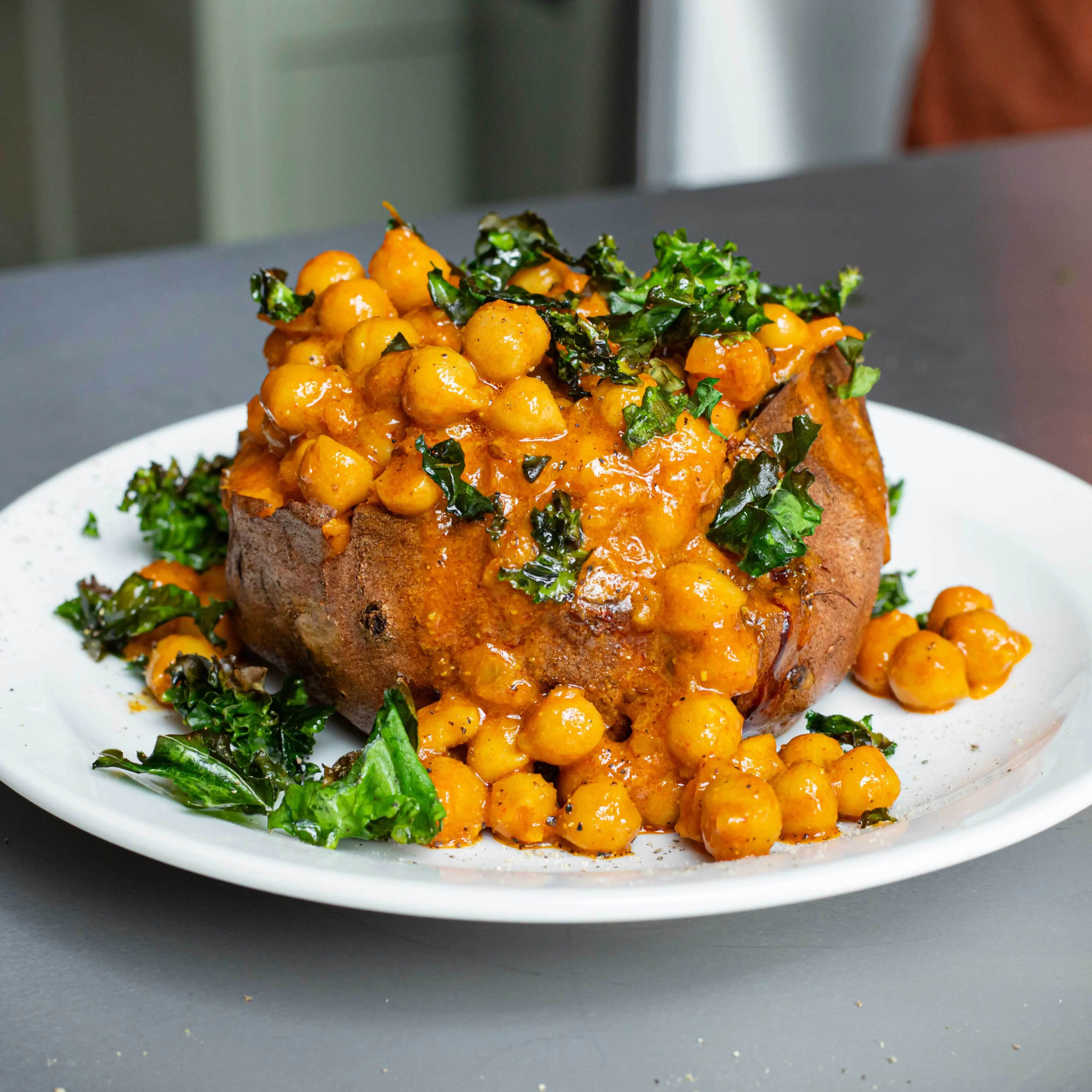 Roast Sweet Potato with Chickpea & Coconut Curry