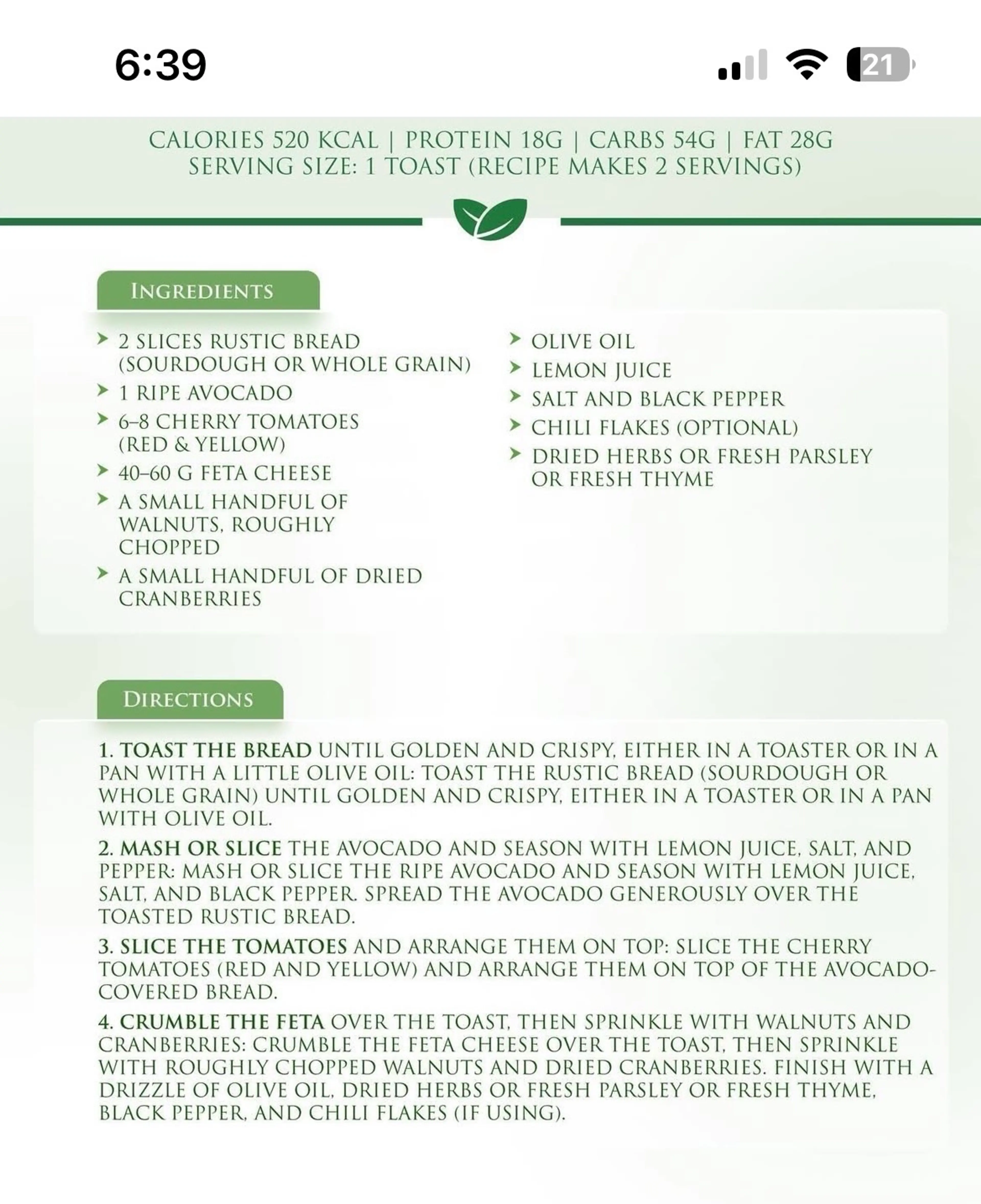 Avocado Toast With Feta, Walnuts & Cranberries