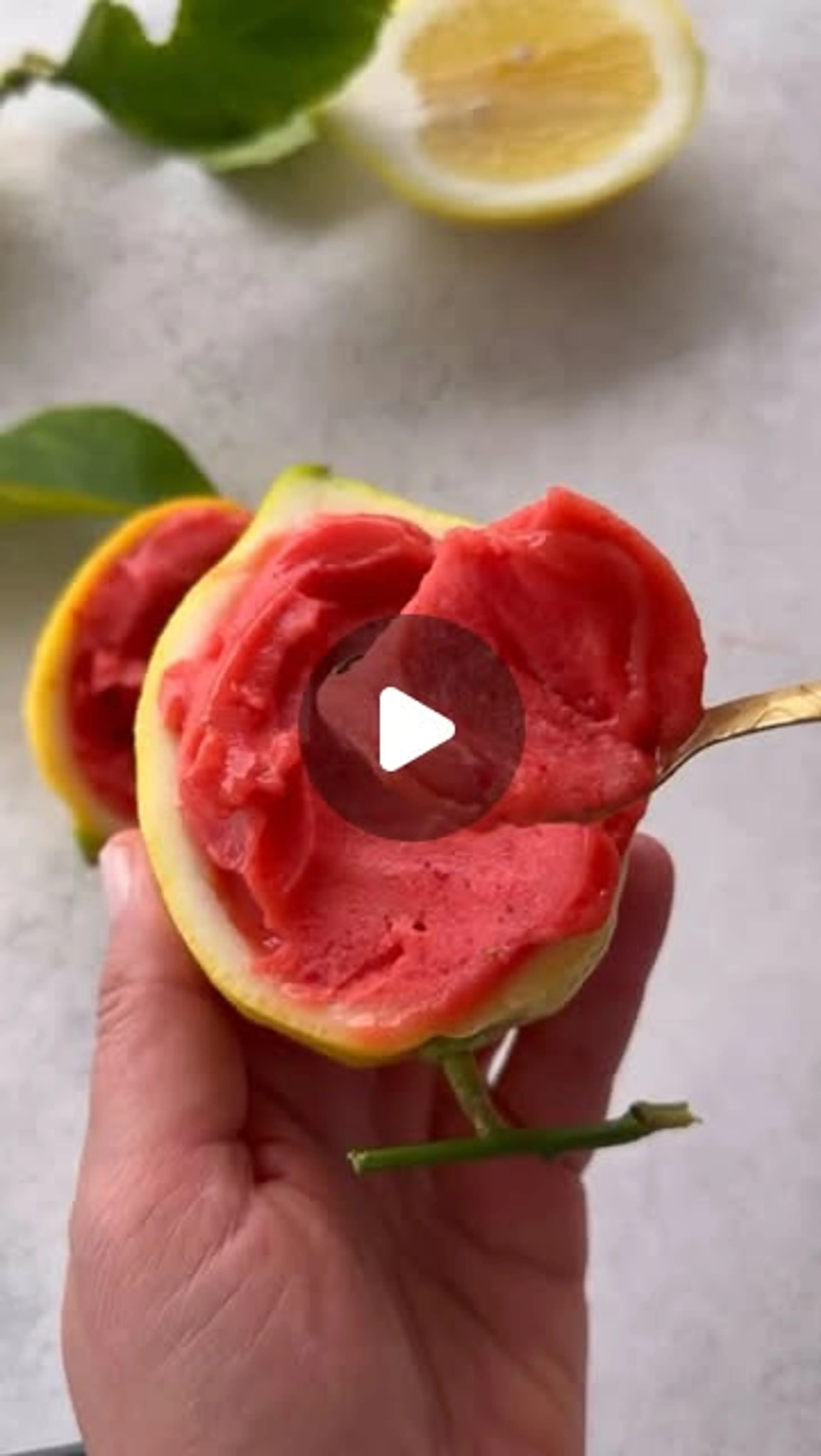 Strawberry Lemon Sorbet Boats