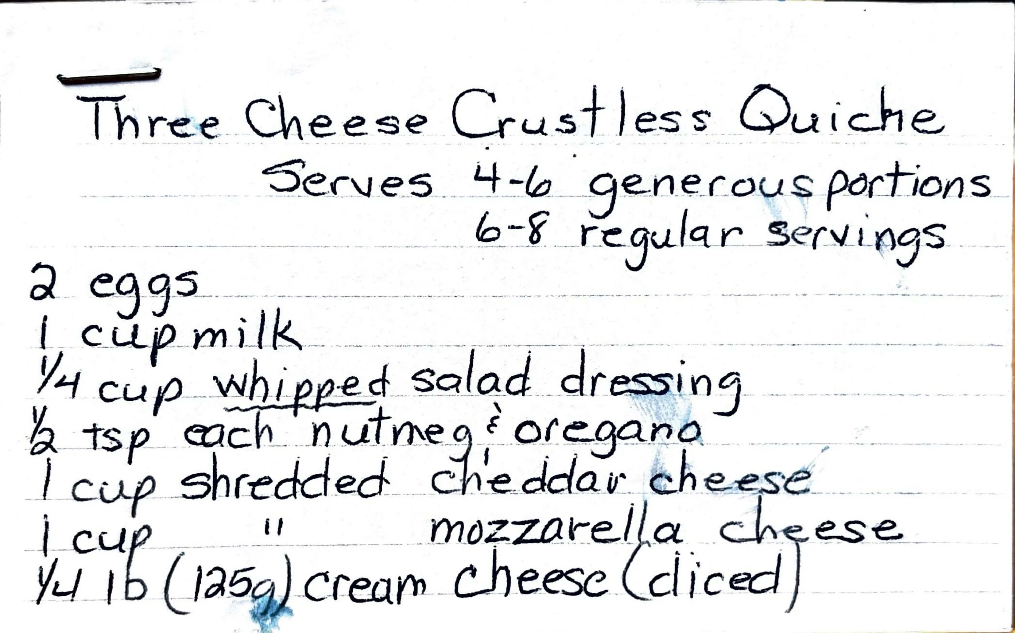 Three Cheese Crustless Quiche