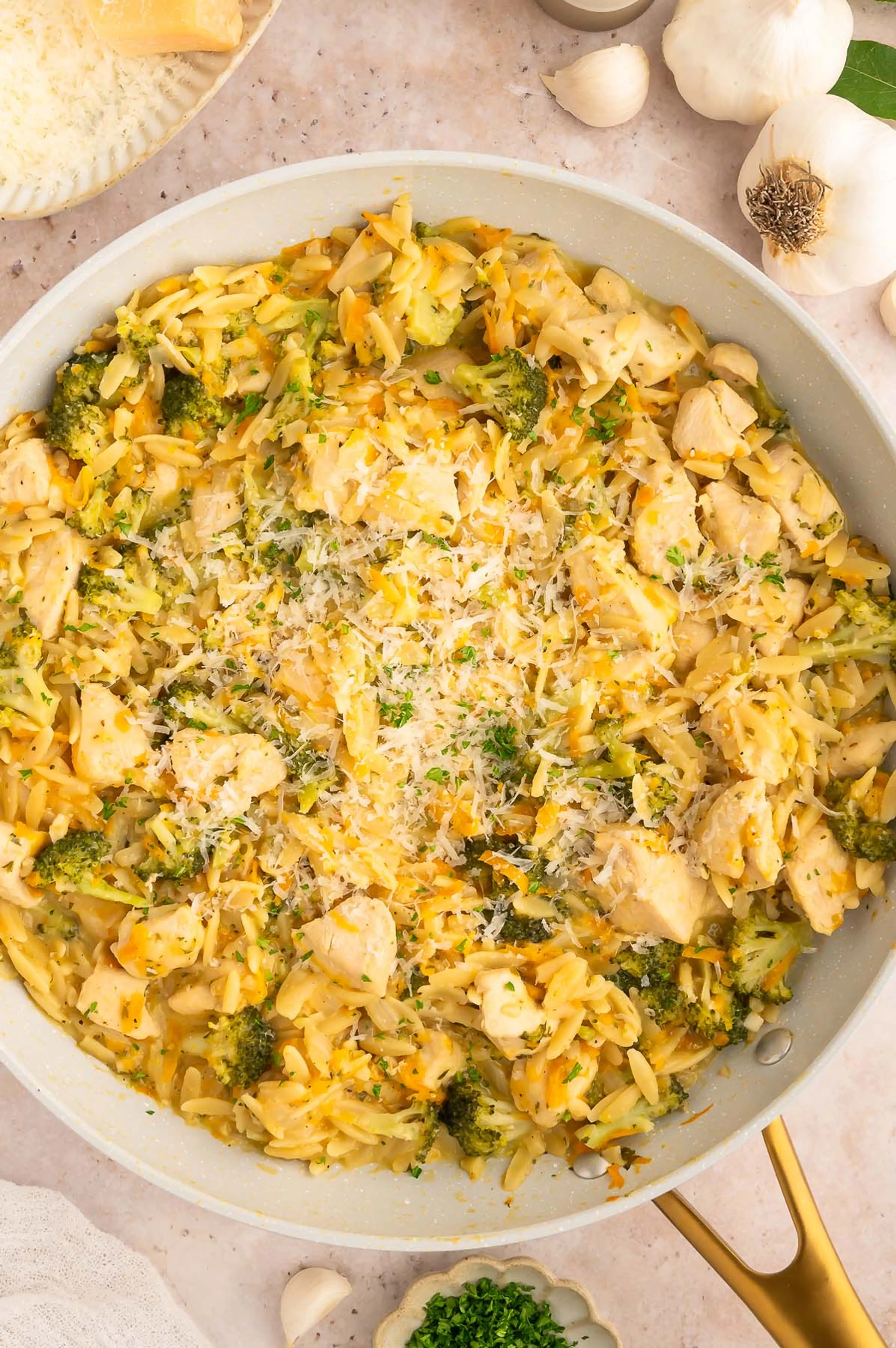 Broccoli Cheddar Orzo with Chicken