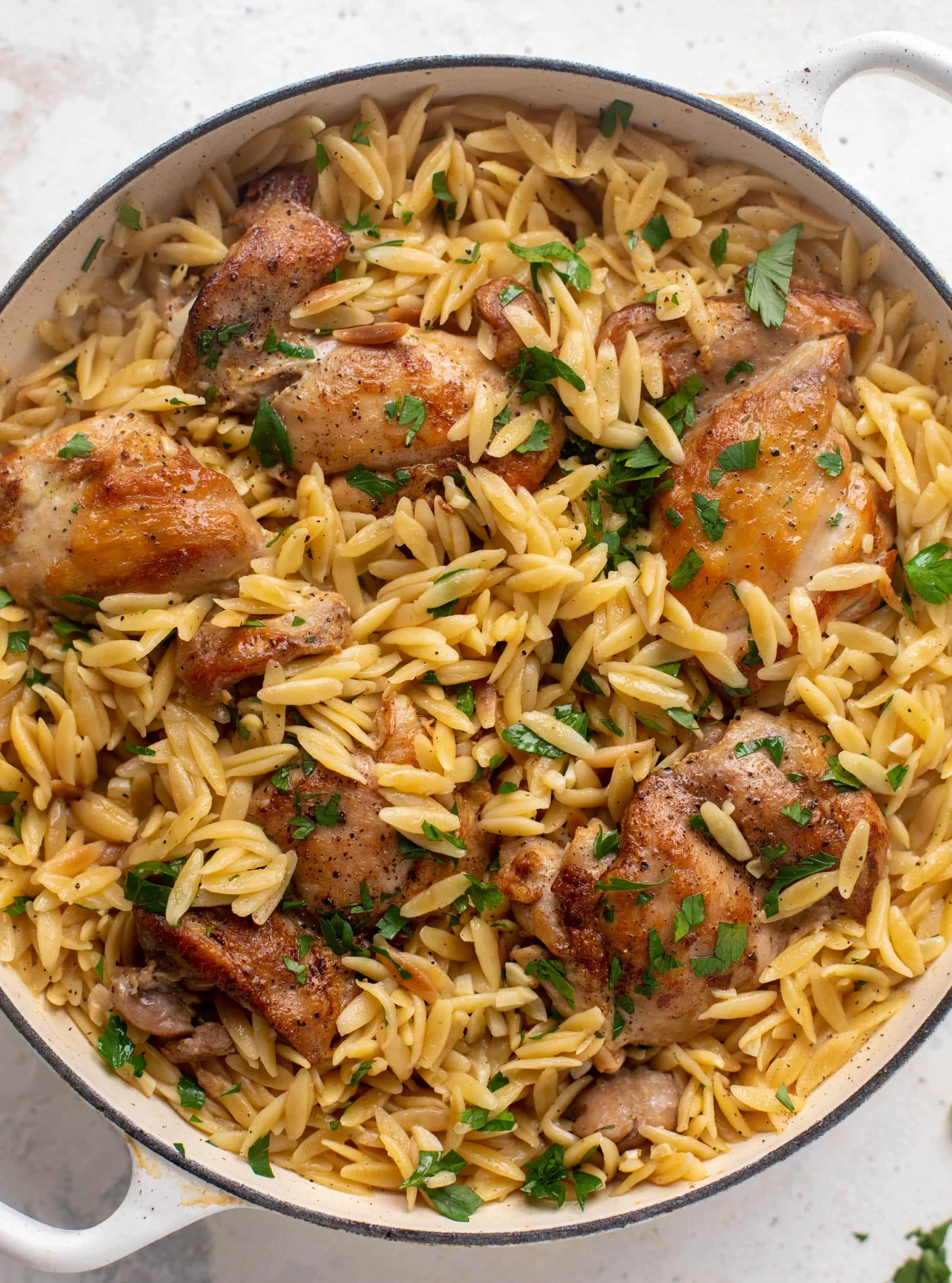 One Pot Garlic Butter Chicken and Orzo