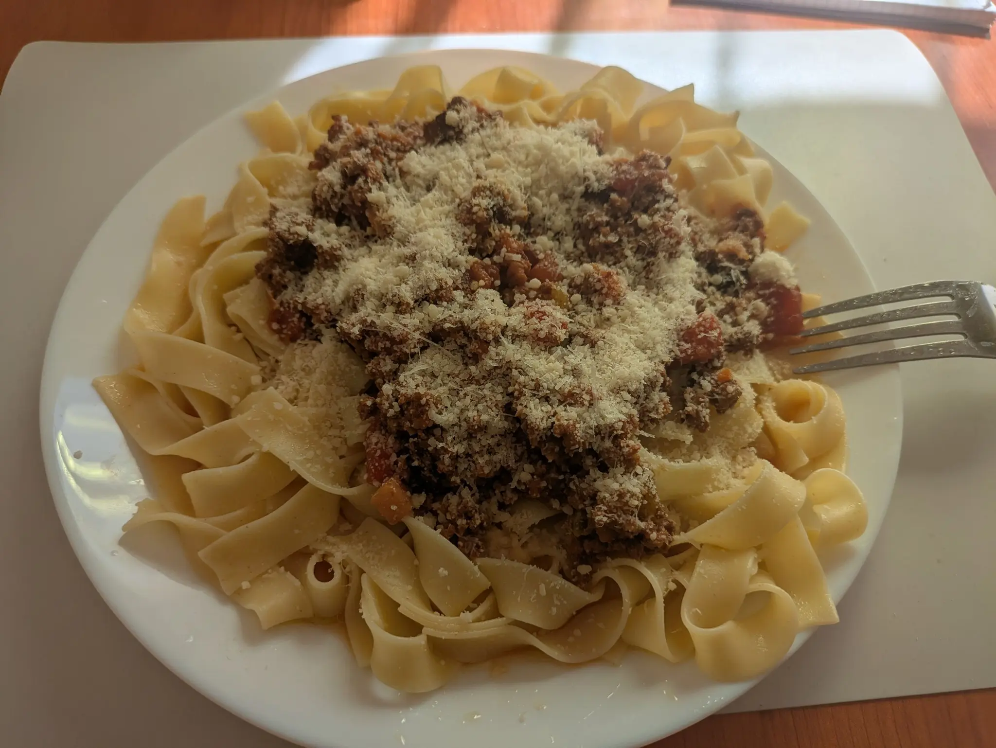 Slow-cooked beef Bolognese with pappardelle