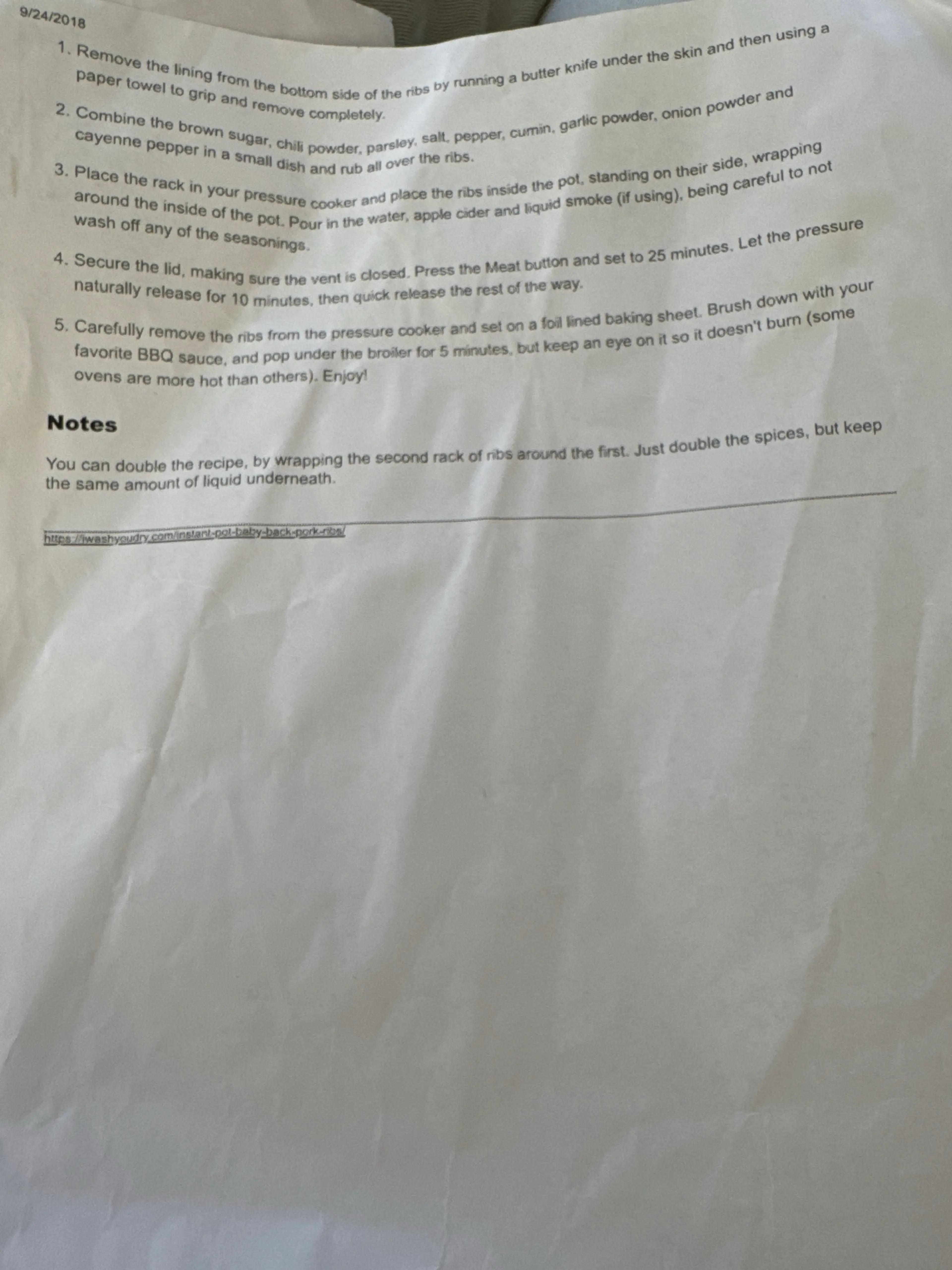 Instant Pot Baby Back ribs