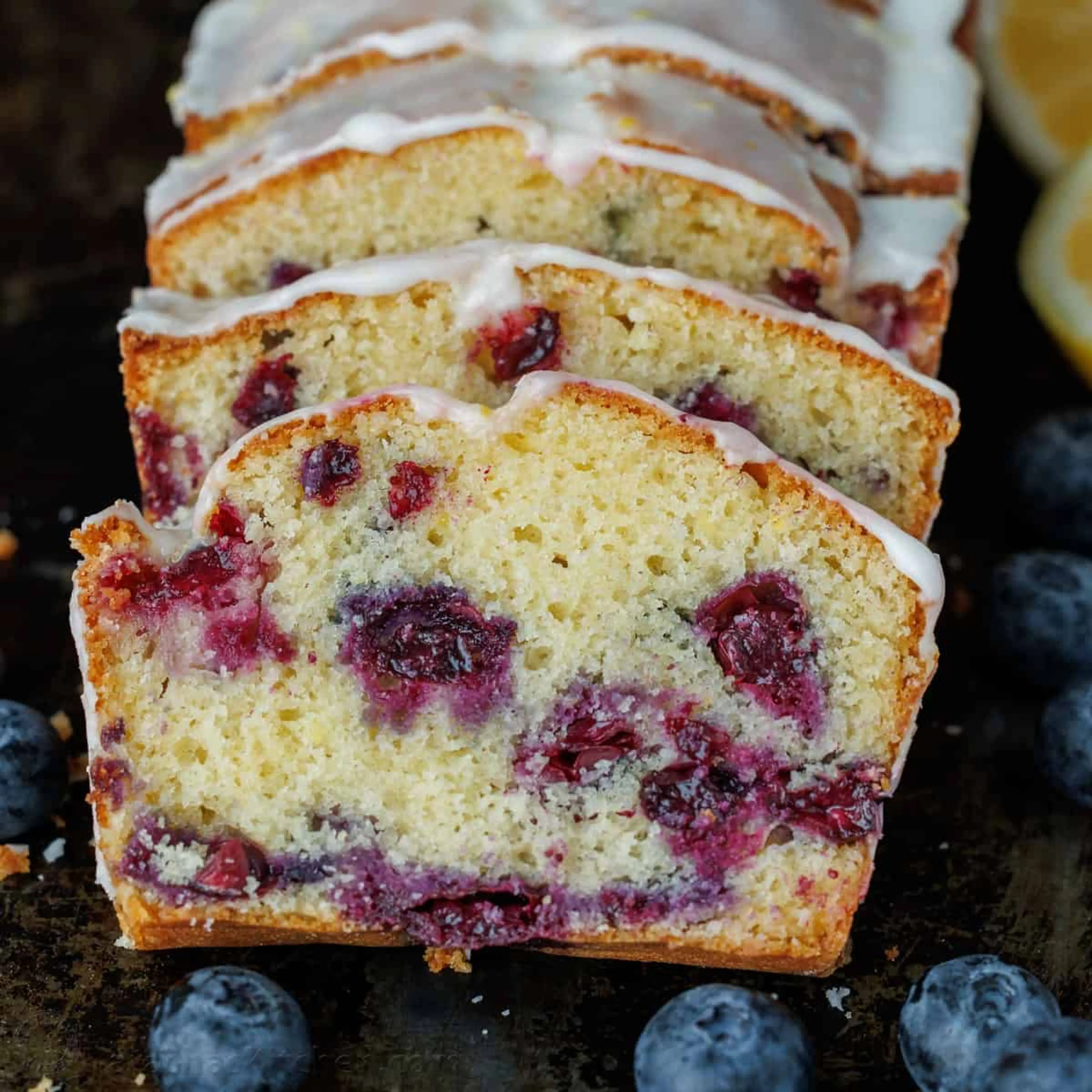 Blueberry Bread with Lemon Glaze