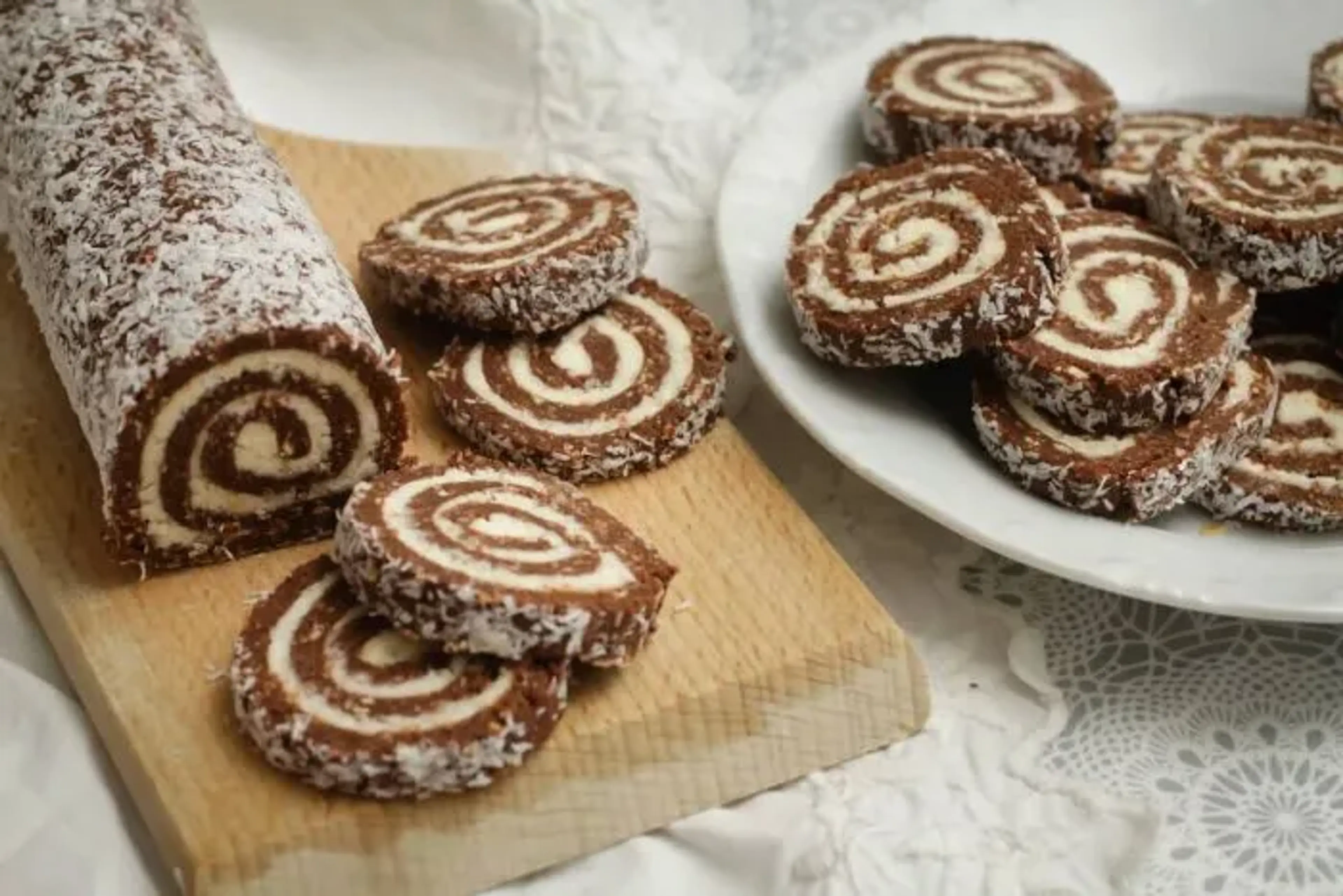 Hungarian Chocolate Coconut Biscuit Roll