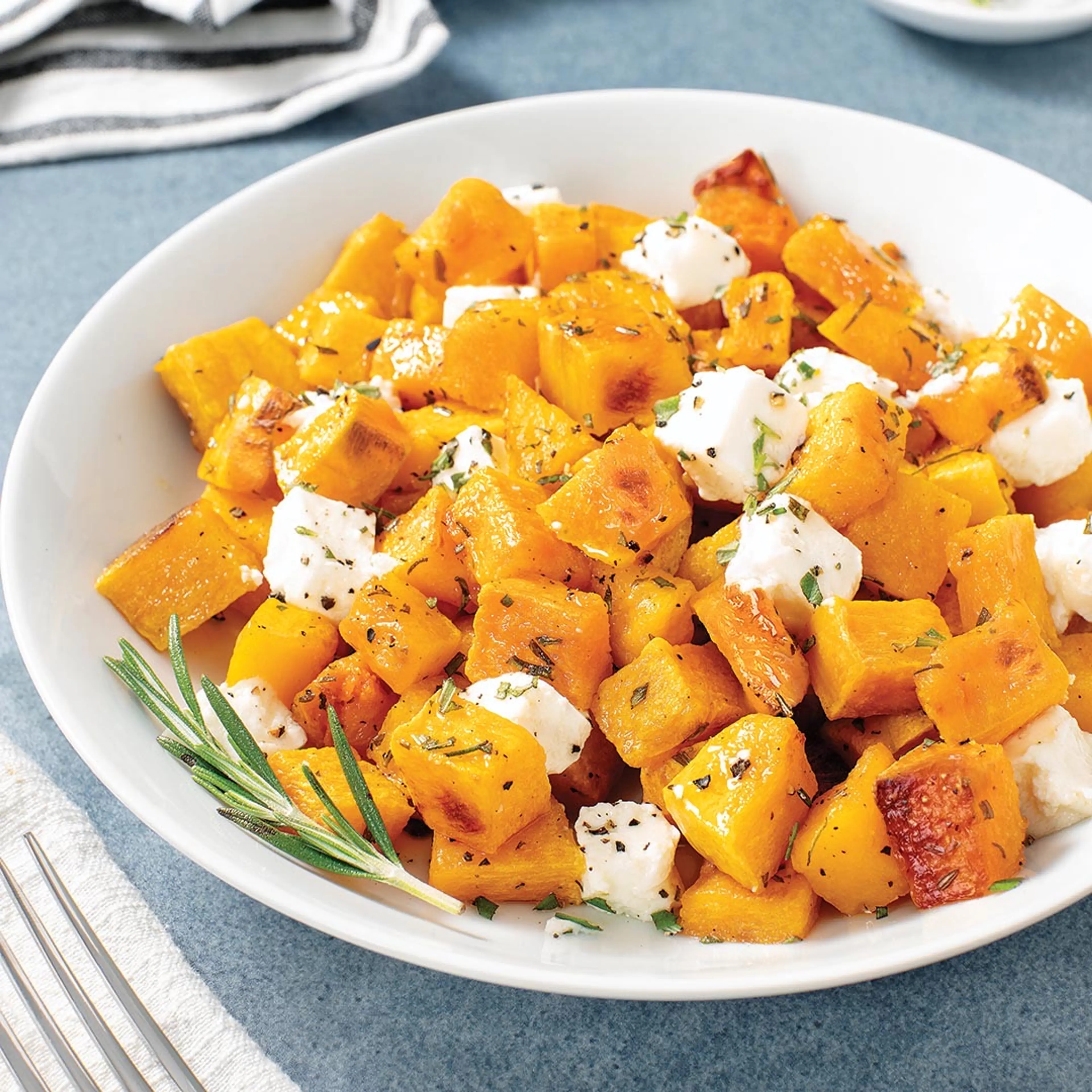 Roasted Rosemary Butternut Squash with Sheep & Goat Cheese
