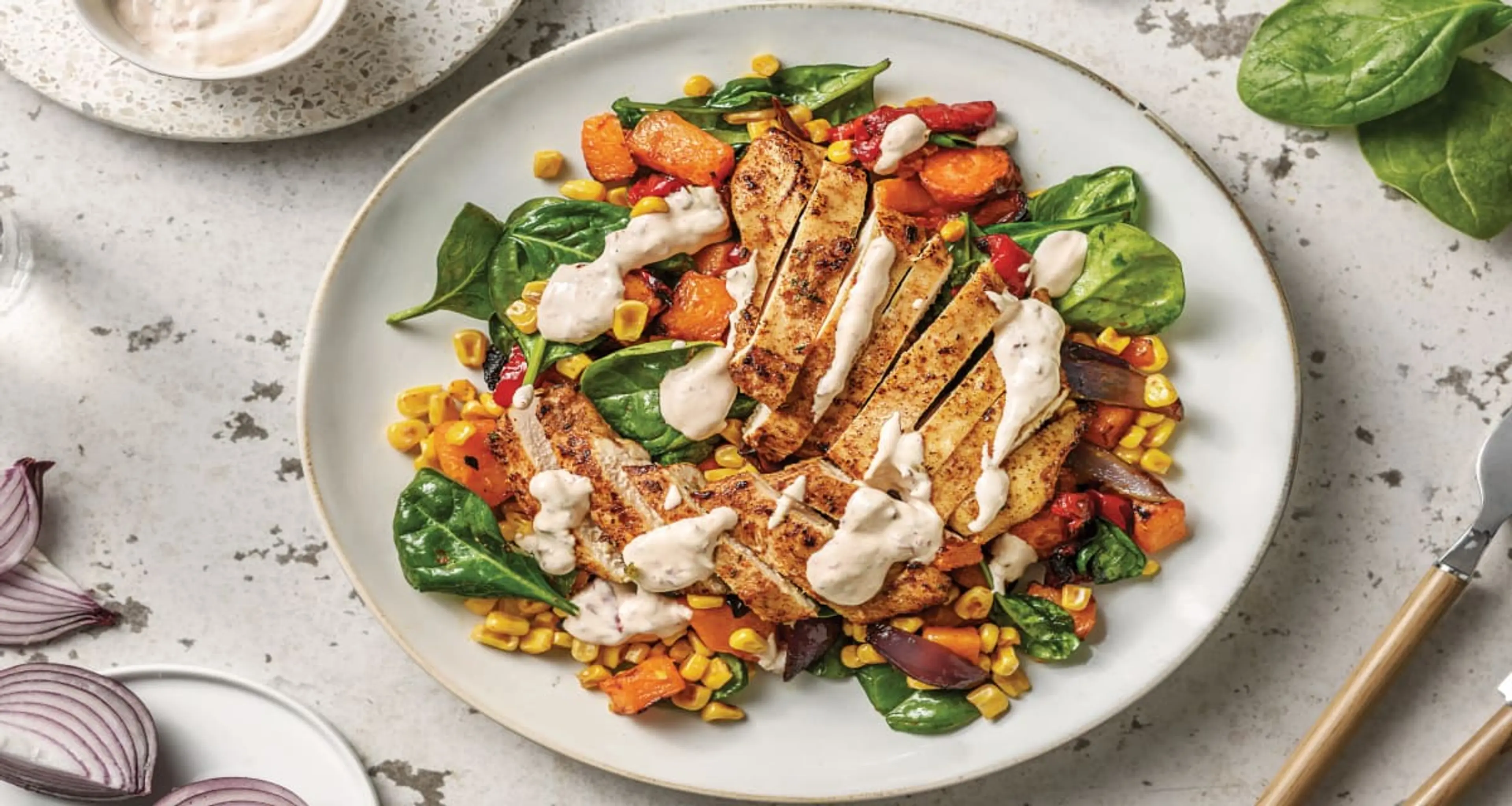 Smokey Chicken & Roasted Veggies with Chipotle Yoghurt