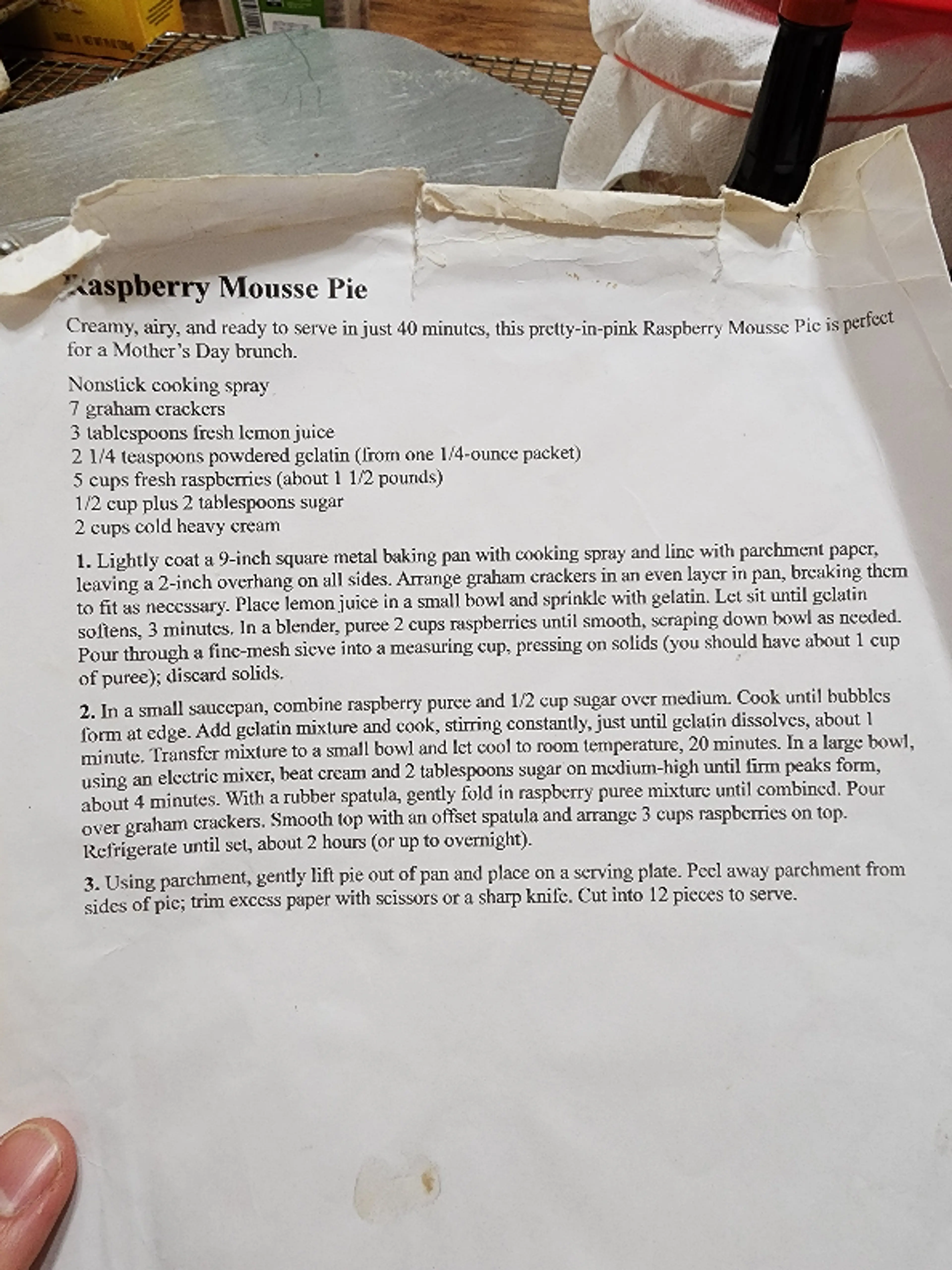 Raspberry Mousse Pie