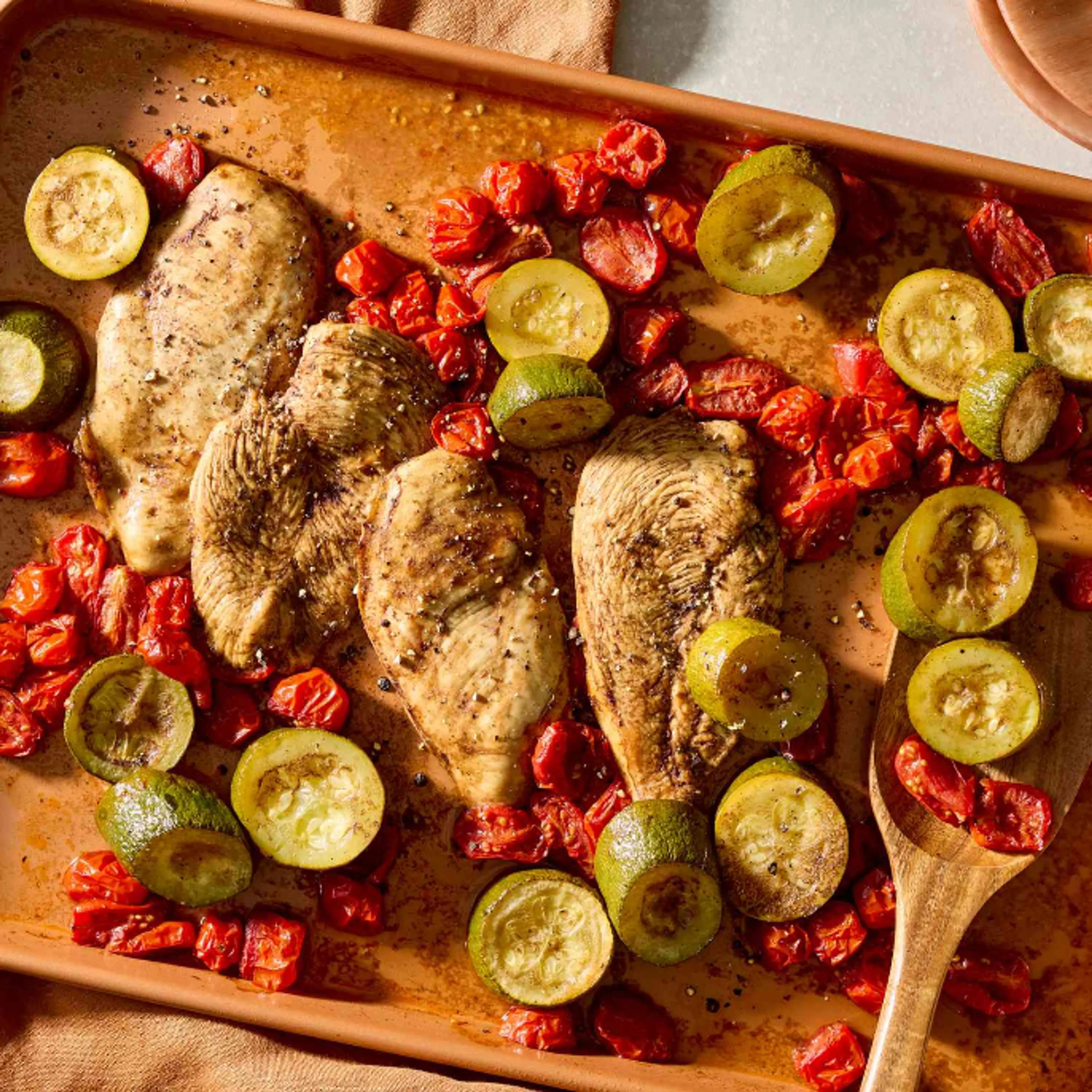 Balsamic Chicken with Roasted Tomatoes & Zucchini