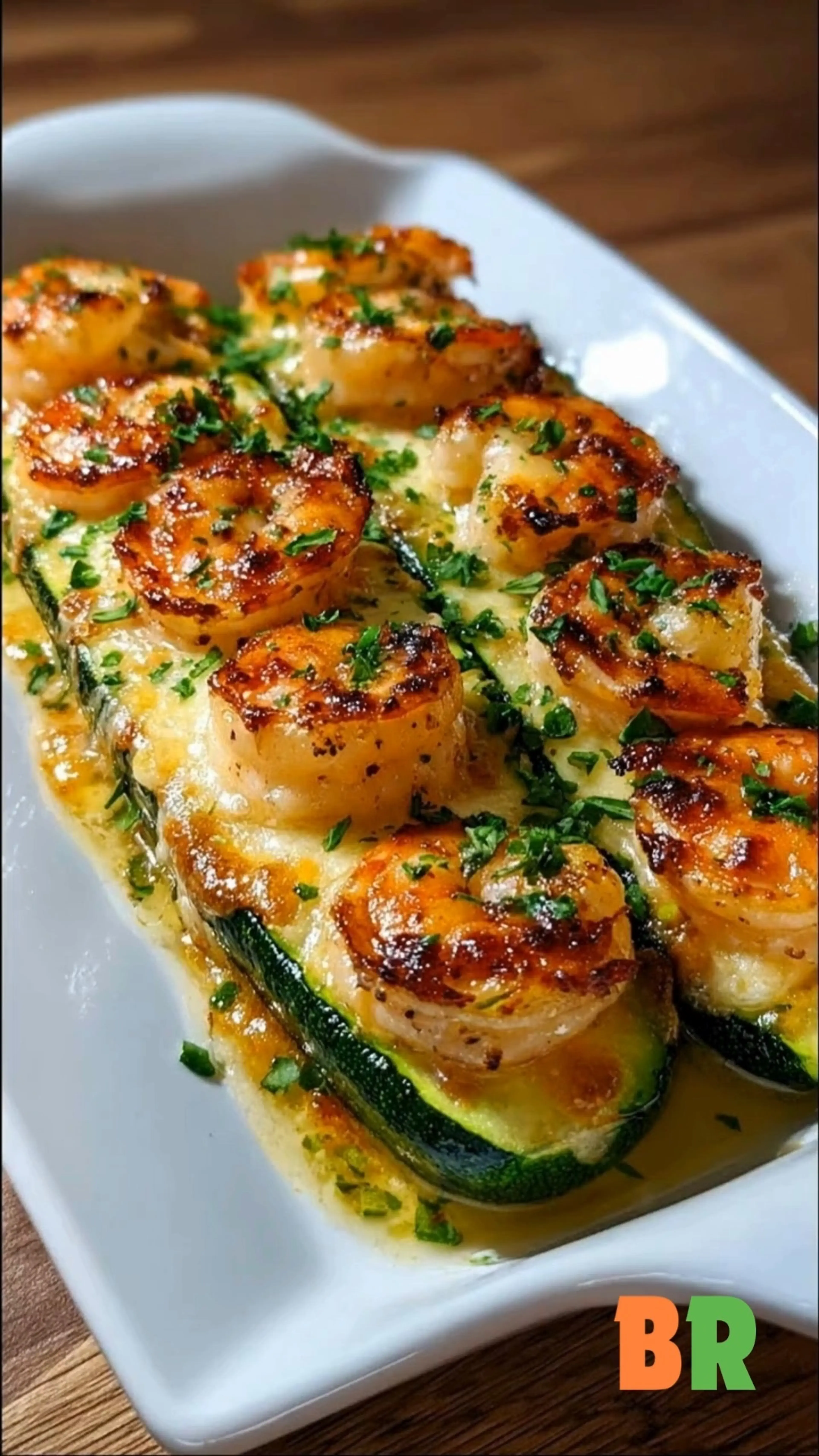 Garlicky Shrimp Zucchini Boats