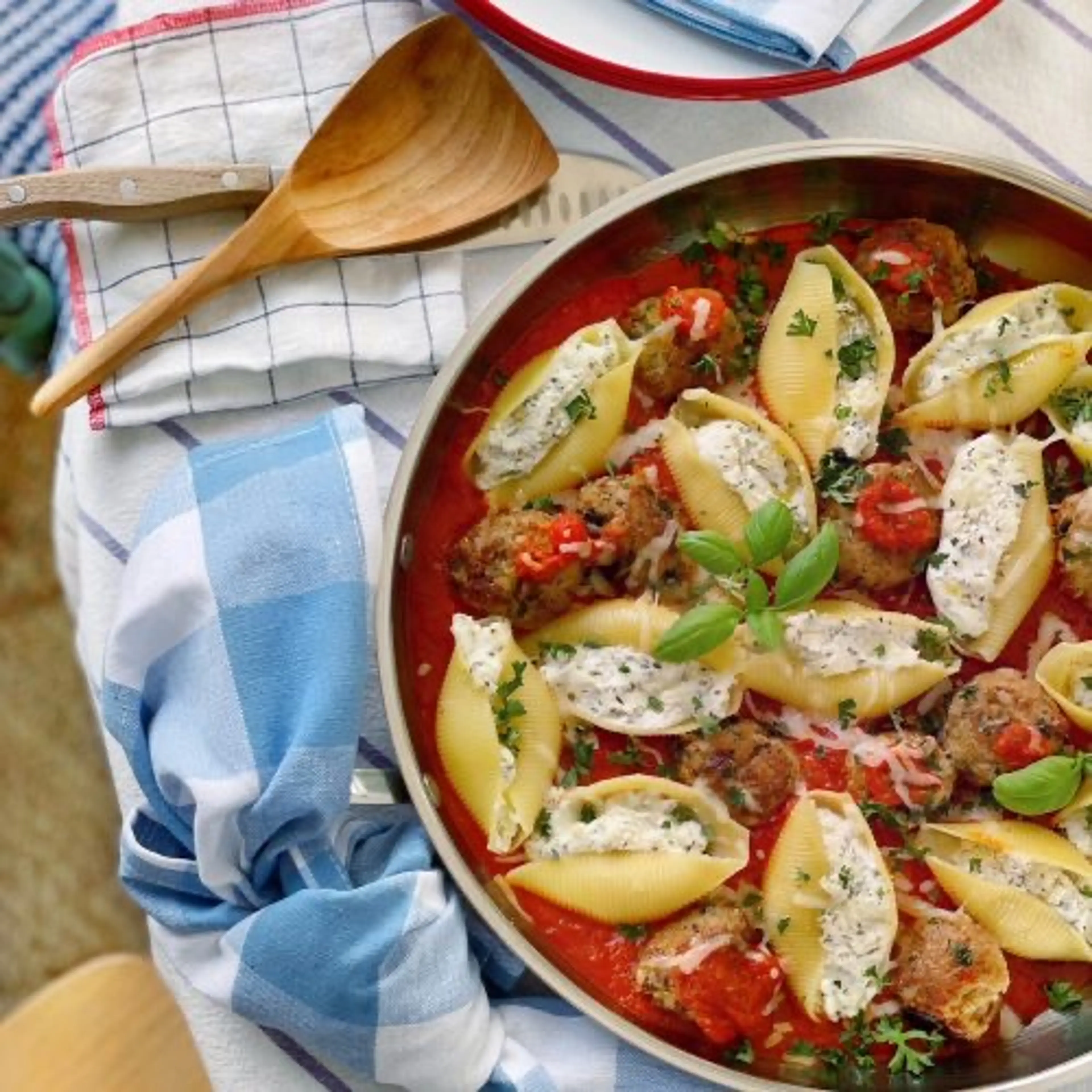Stuffed Shells & Meatball Bake