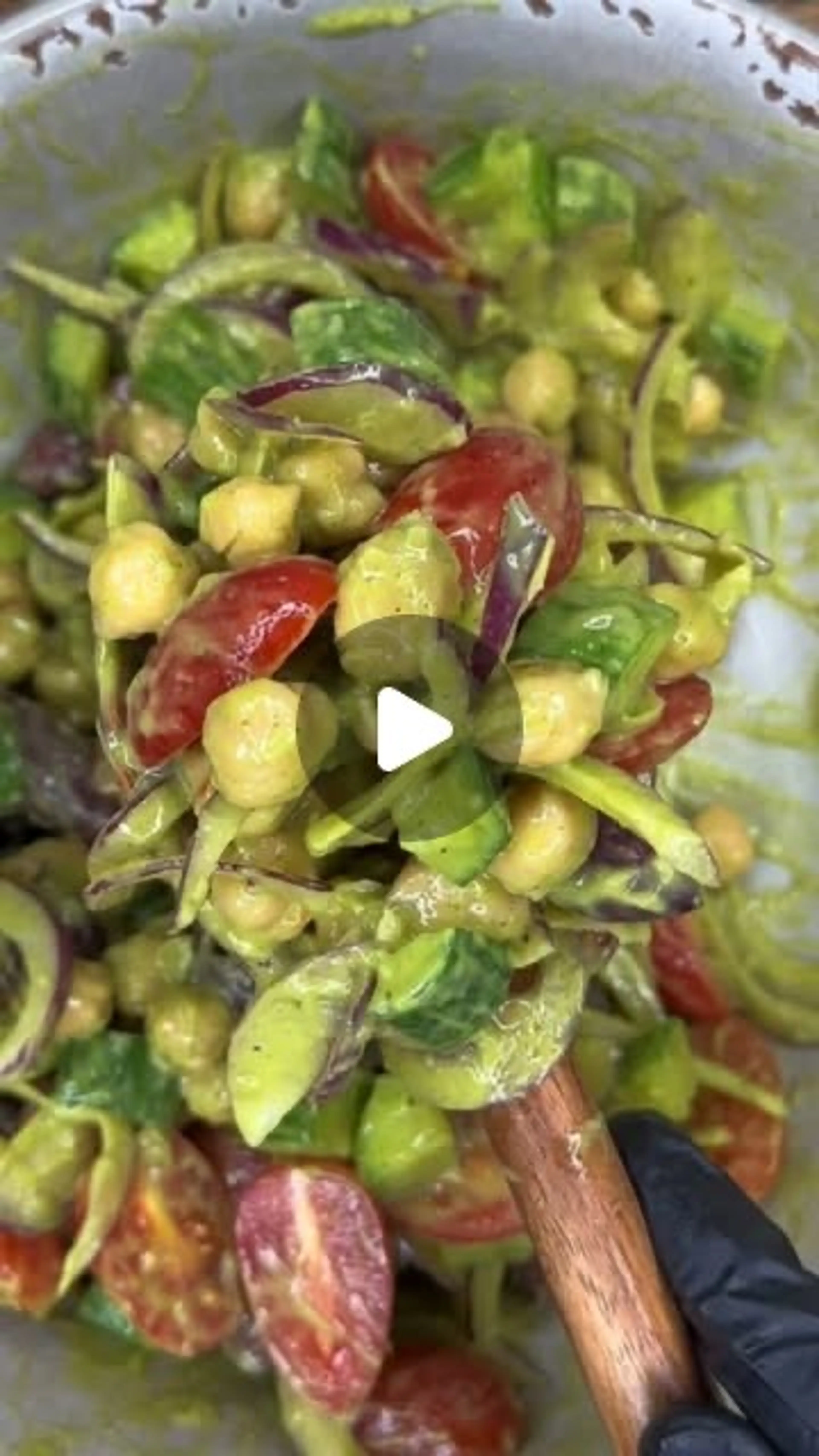 Cucumber Chickpea Salad with Avocado Dressing