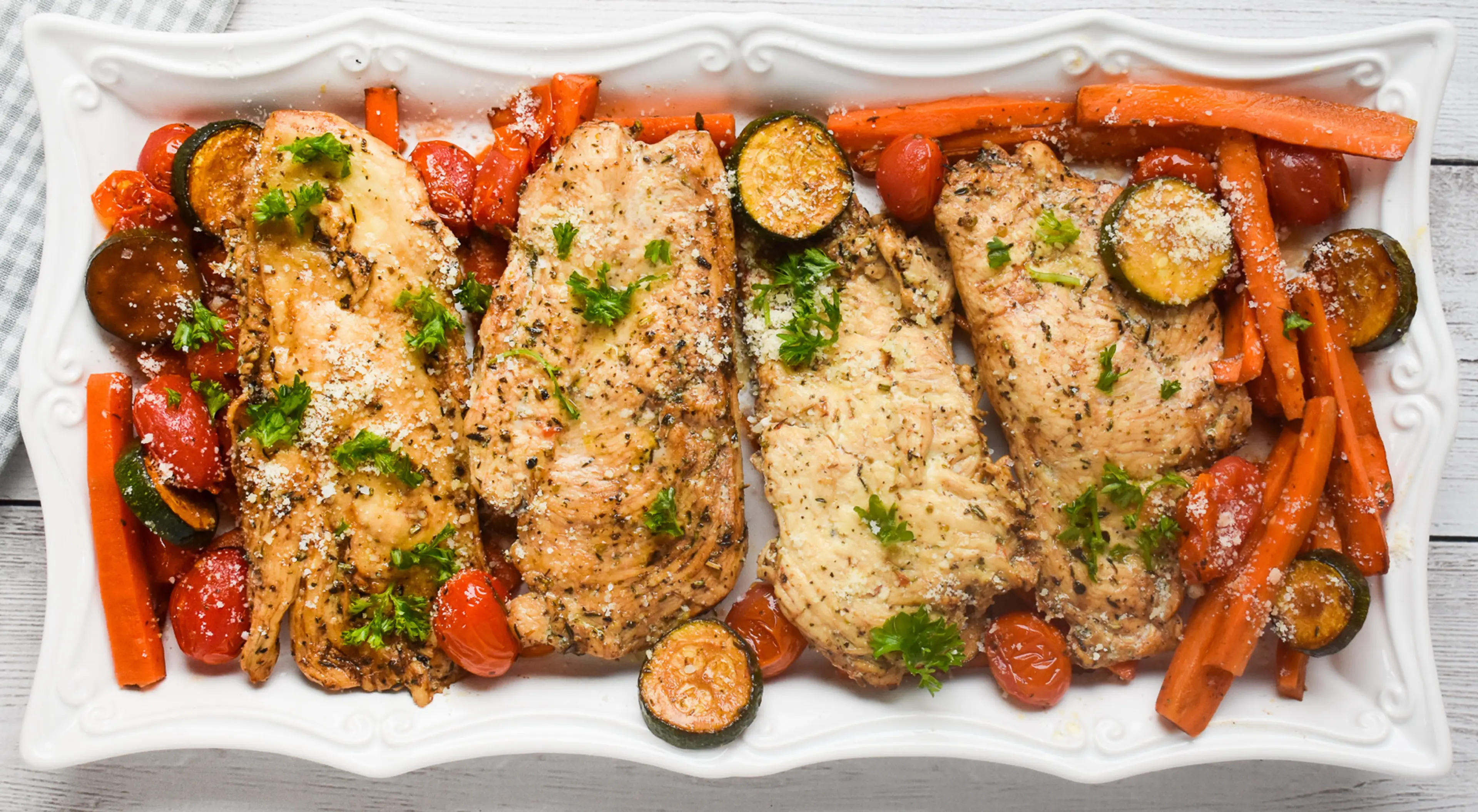 Low-FODMAP One Pan Italian Chicken and Vegetables; Gluten-fr