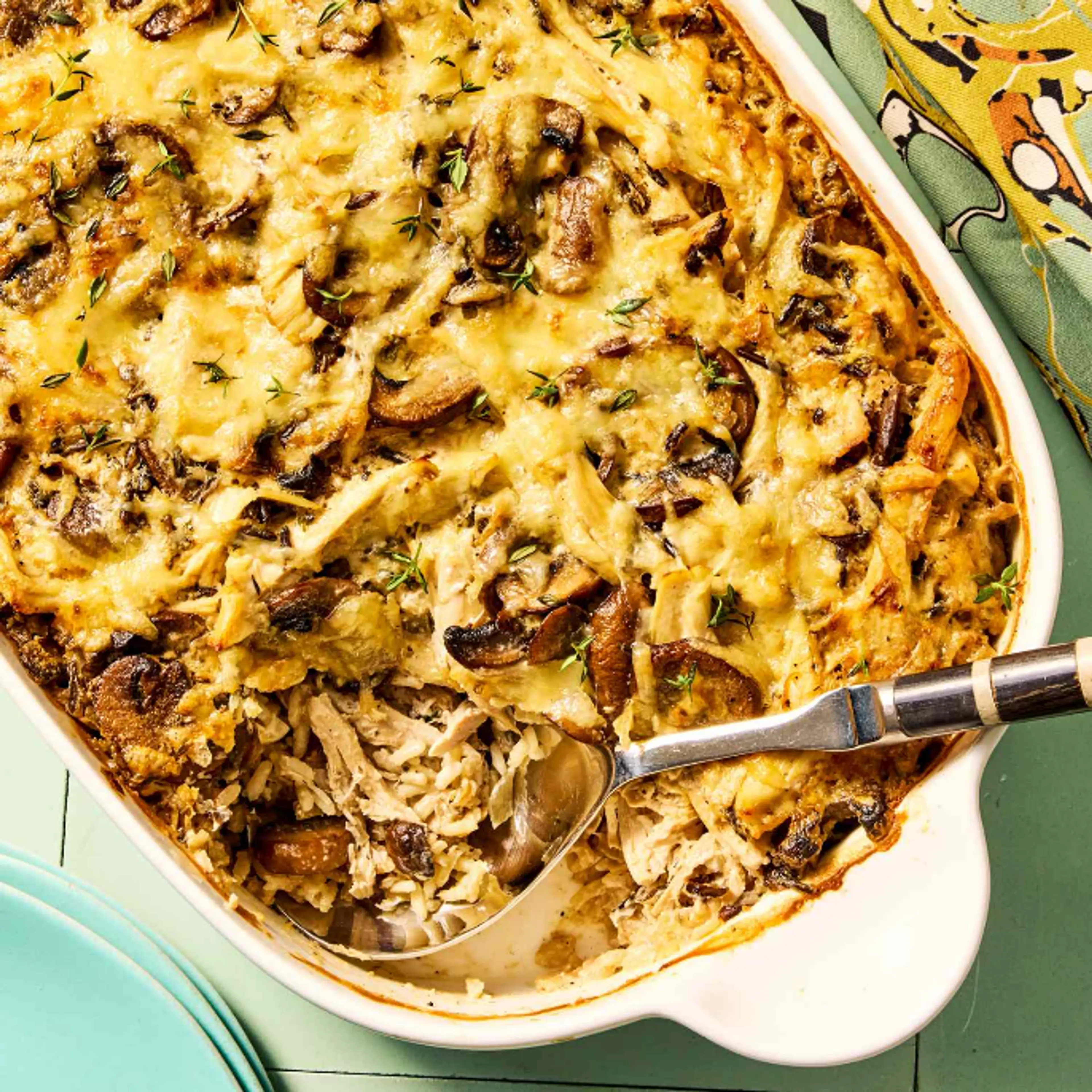 Rotisserie Chicken, Mushroom & Rice Casserole