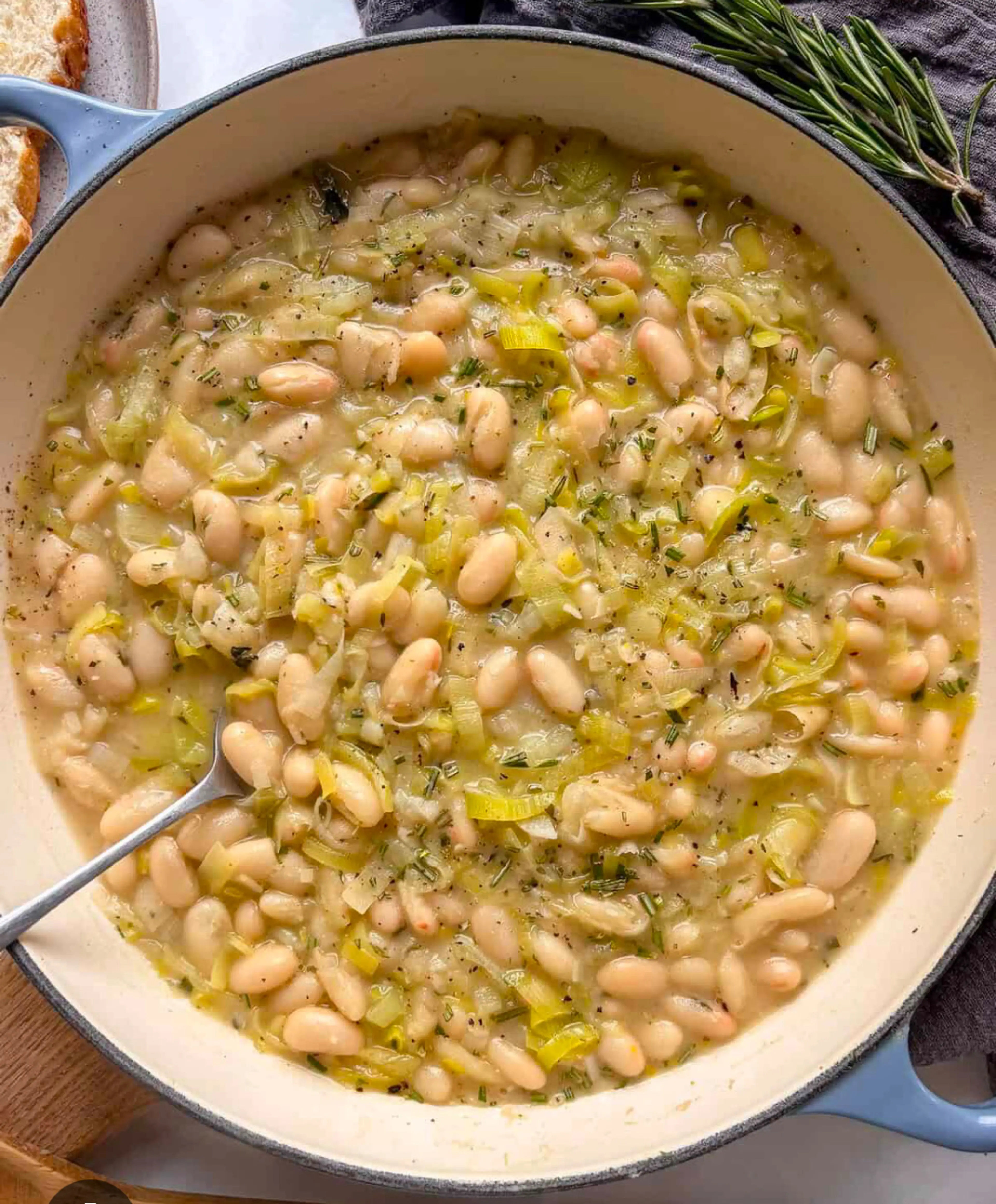 Creamy Leeks + Beans with Crispy Sage