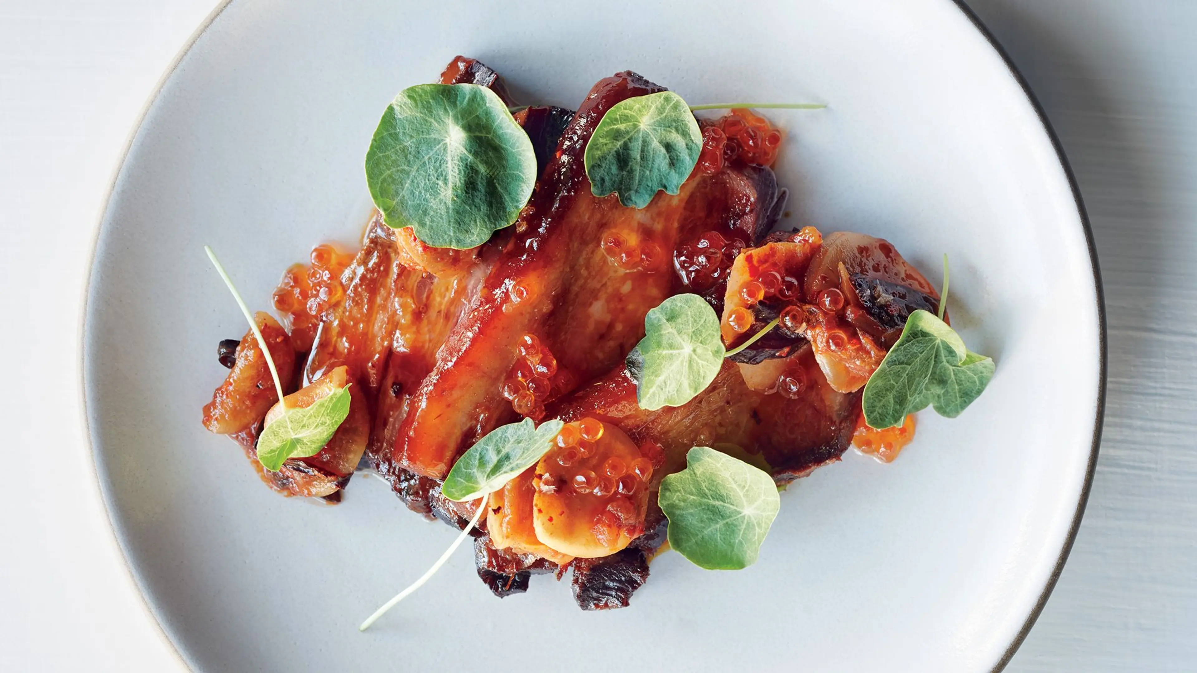 Galangal-Braised Pork Belly With Trout Roe