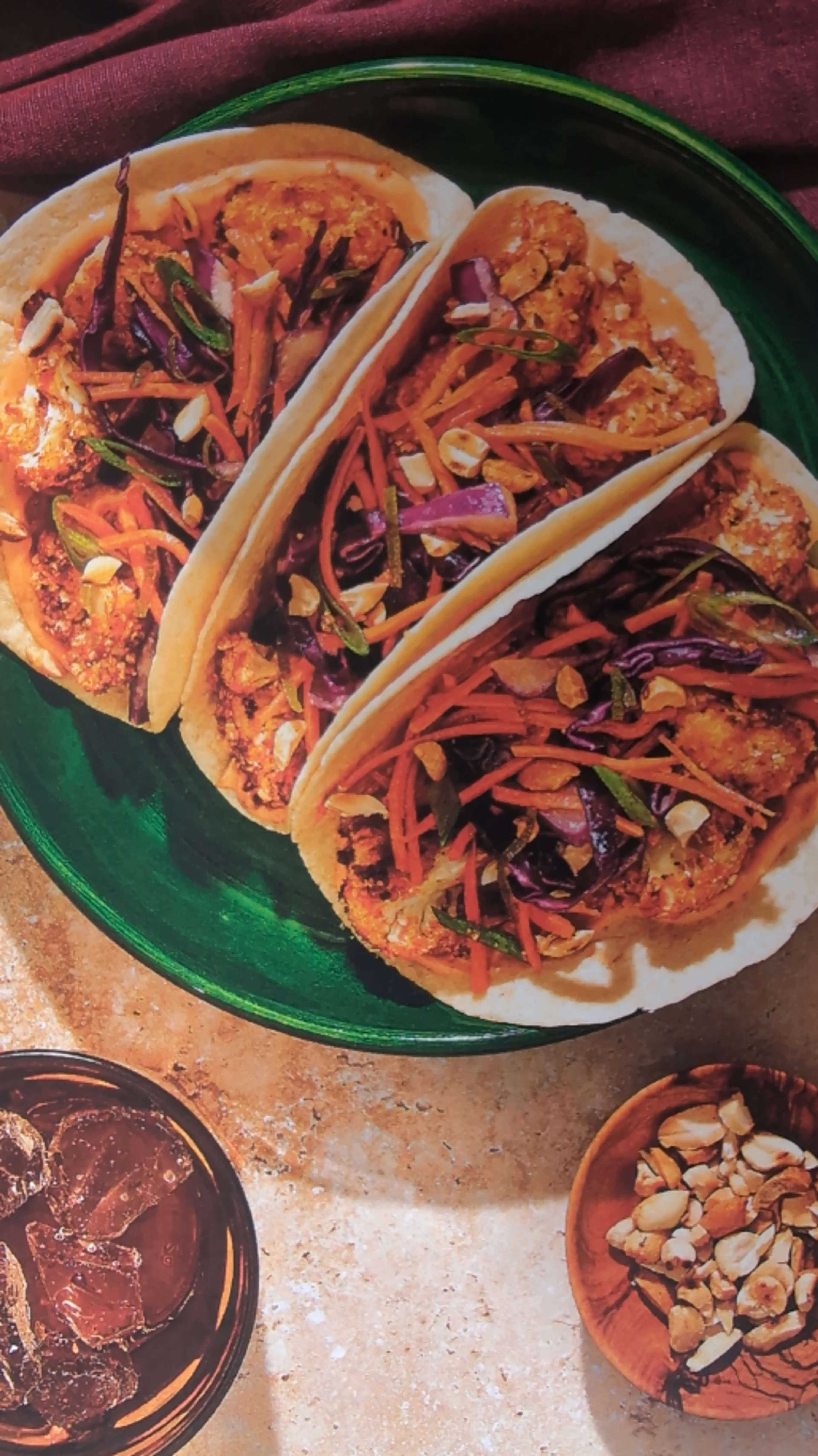 Breaded Cauliflower And Peanut Sauce Tacos