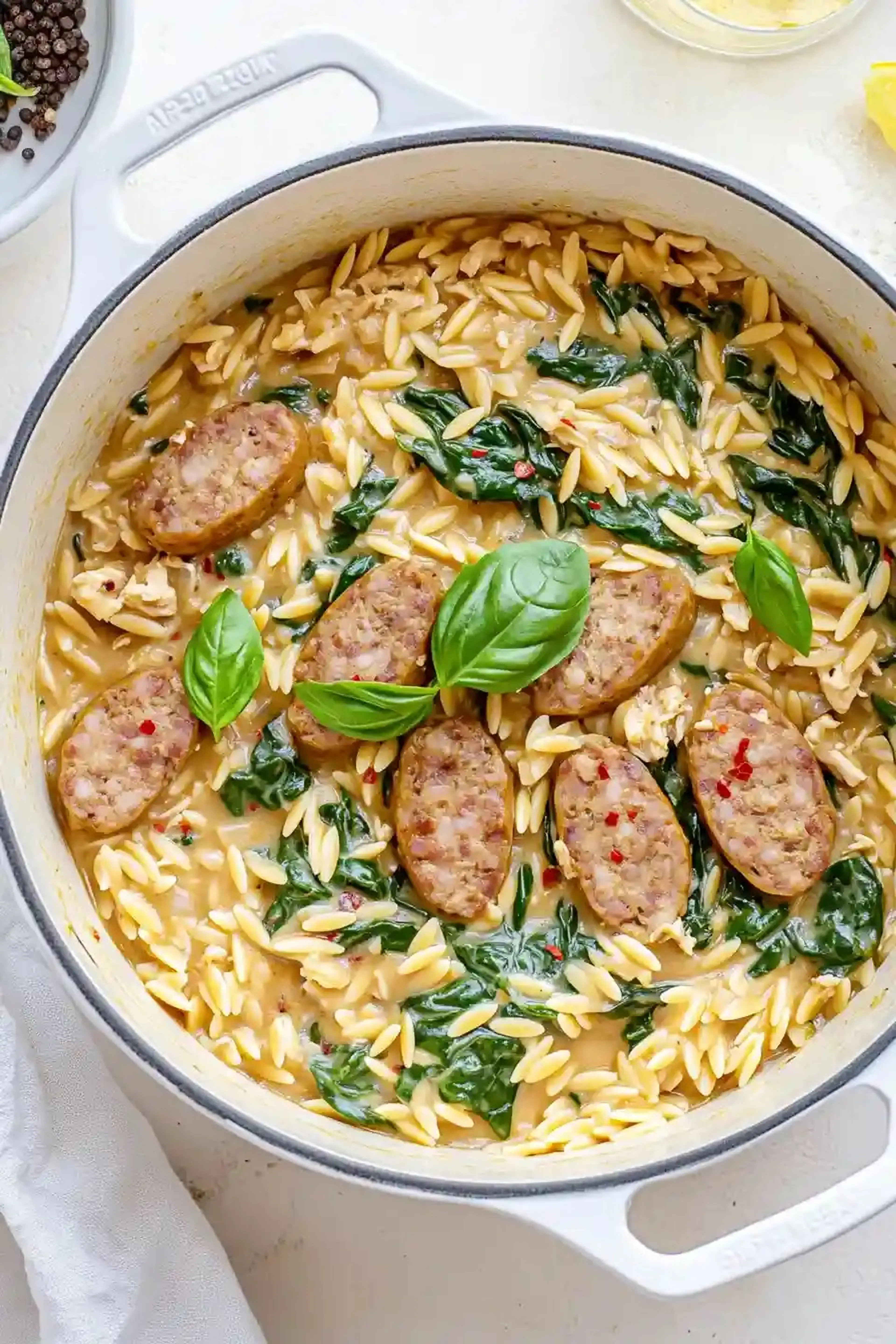 Savory Chicken Sausage Orzo