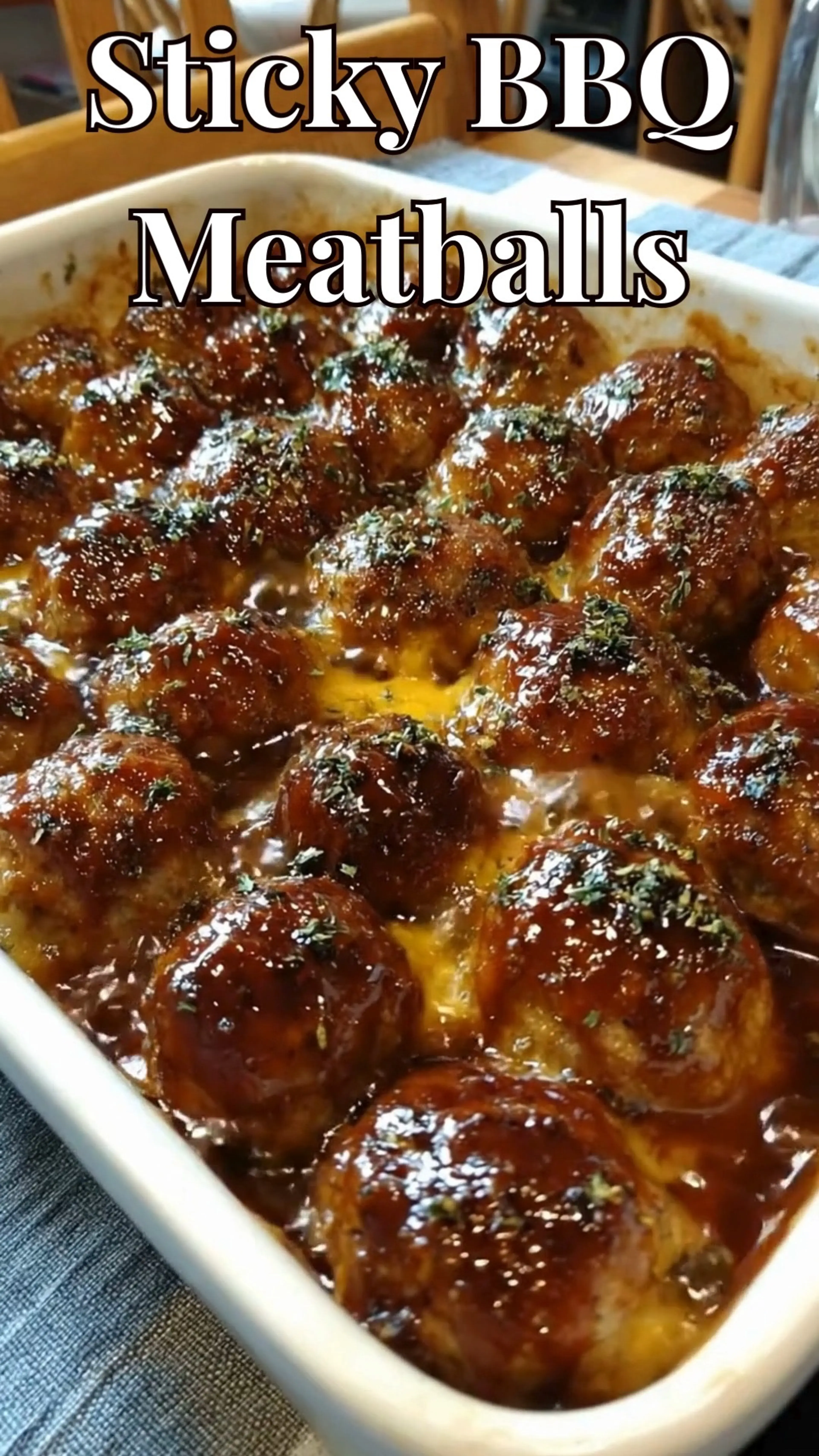 Sticky BBQ Meatball Cheese Bake