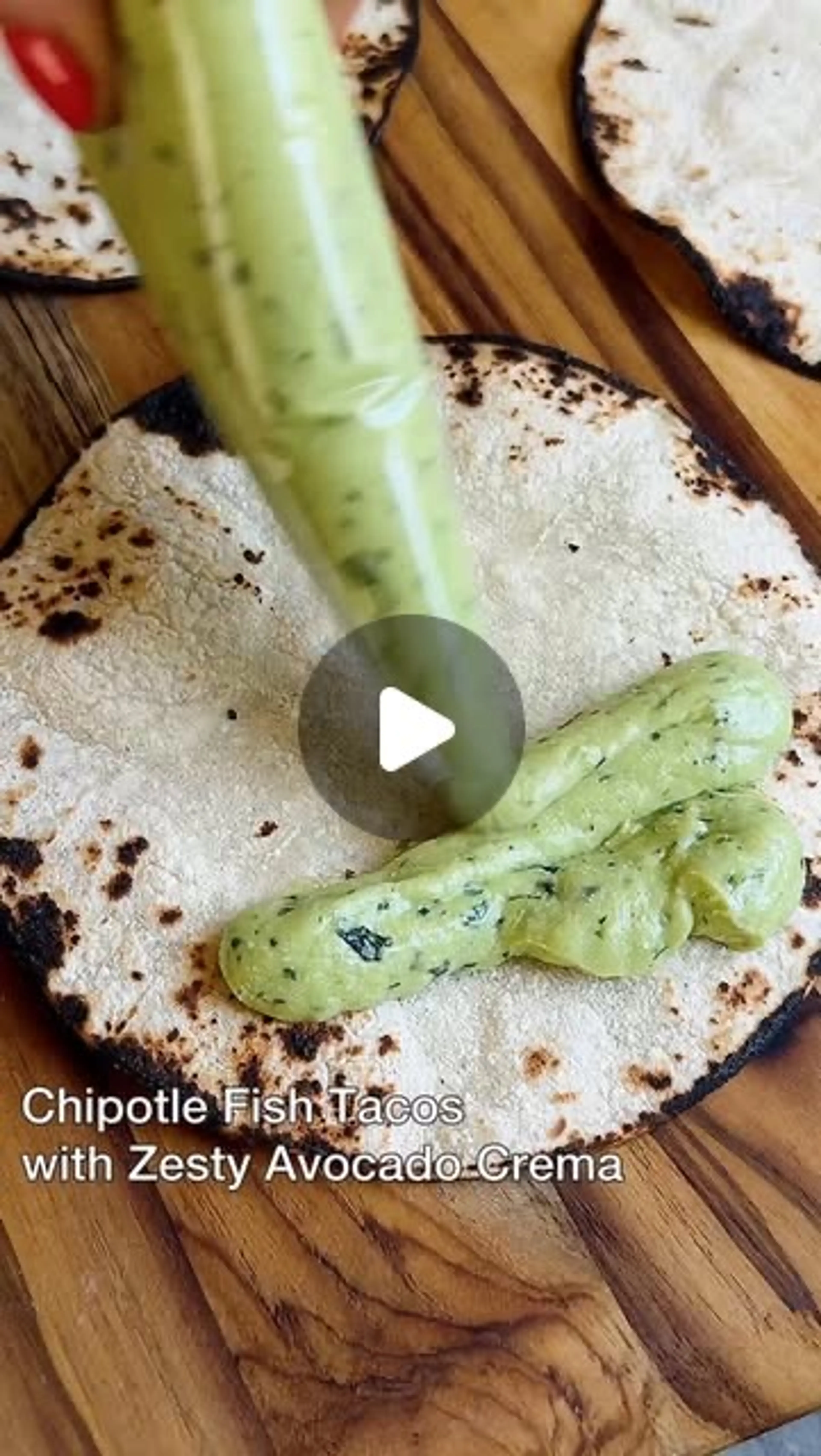 Chipotle Fish Tacos with Zesty Avocado Crema!  This One