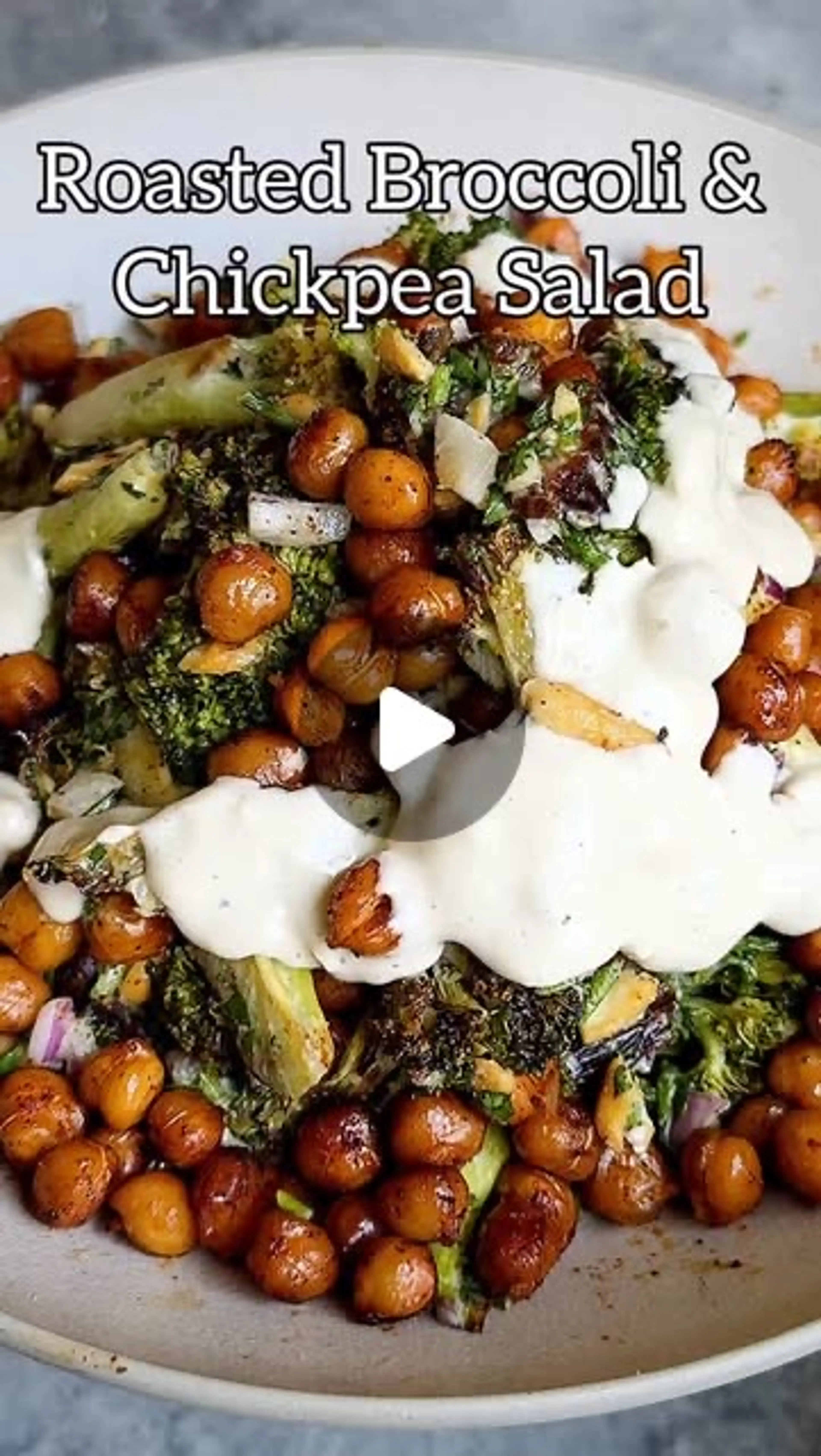 Roasted Broccoli & Chickpea Salad with Tahini-parmesan Dress