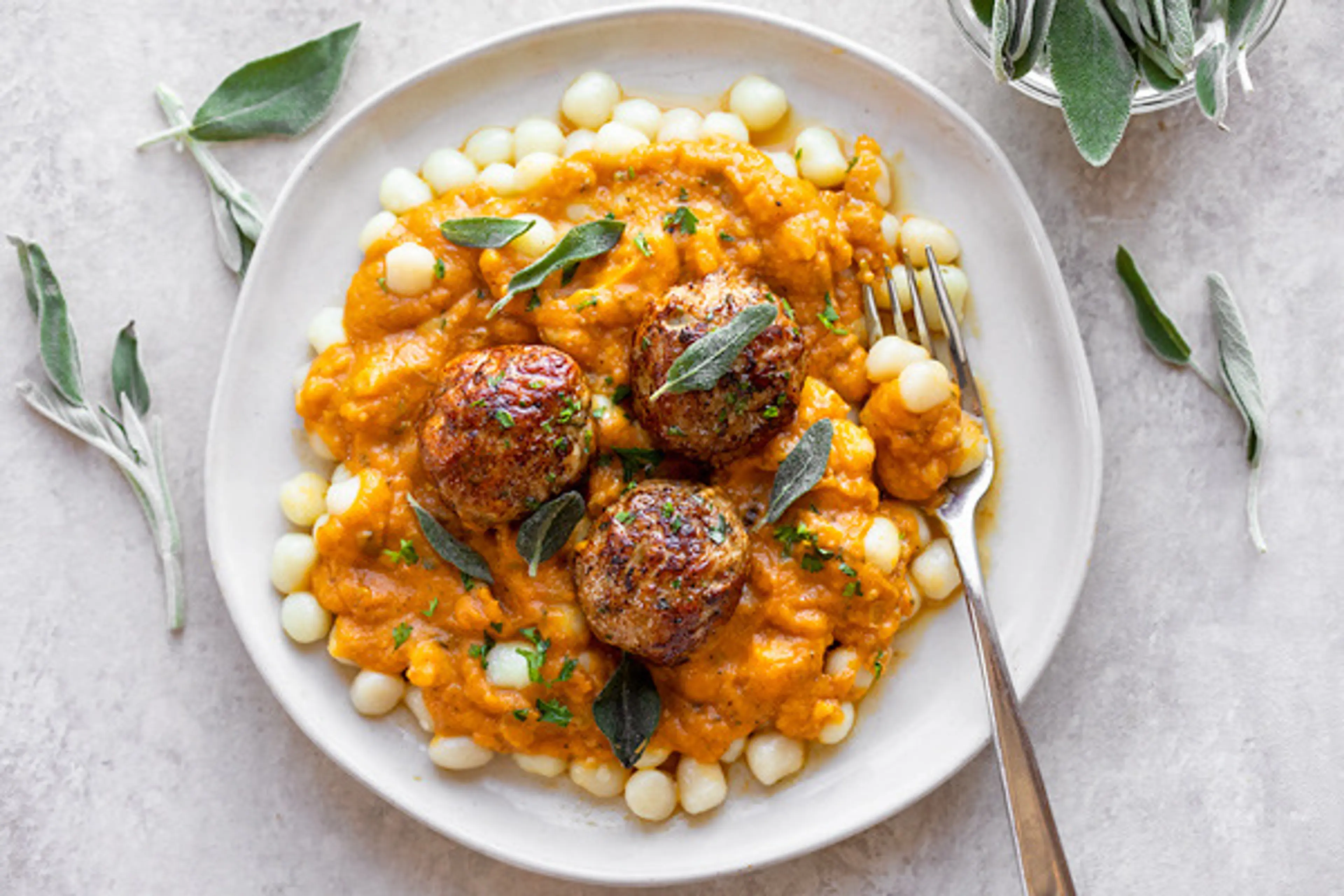 Turkey Meatballs in Pumpkin Sage Sauce