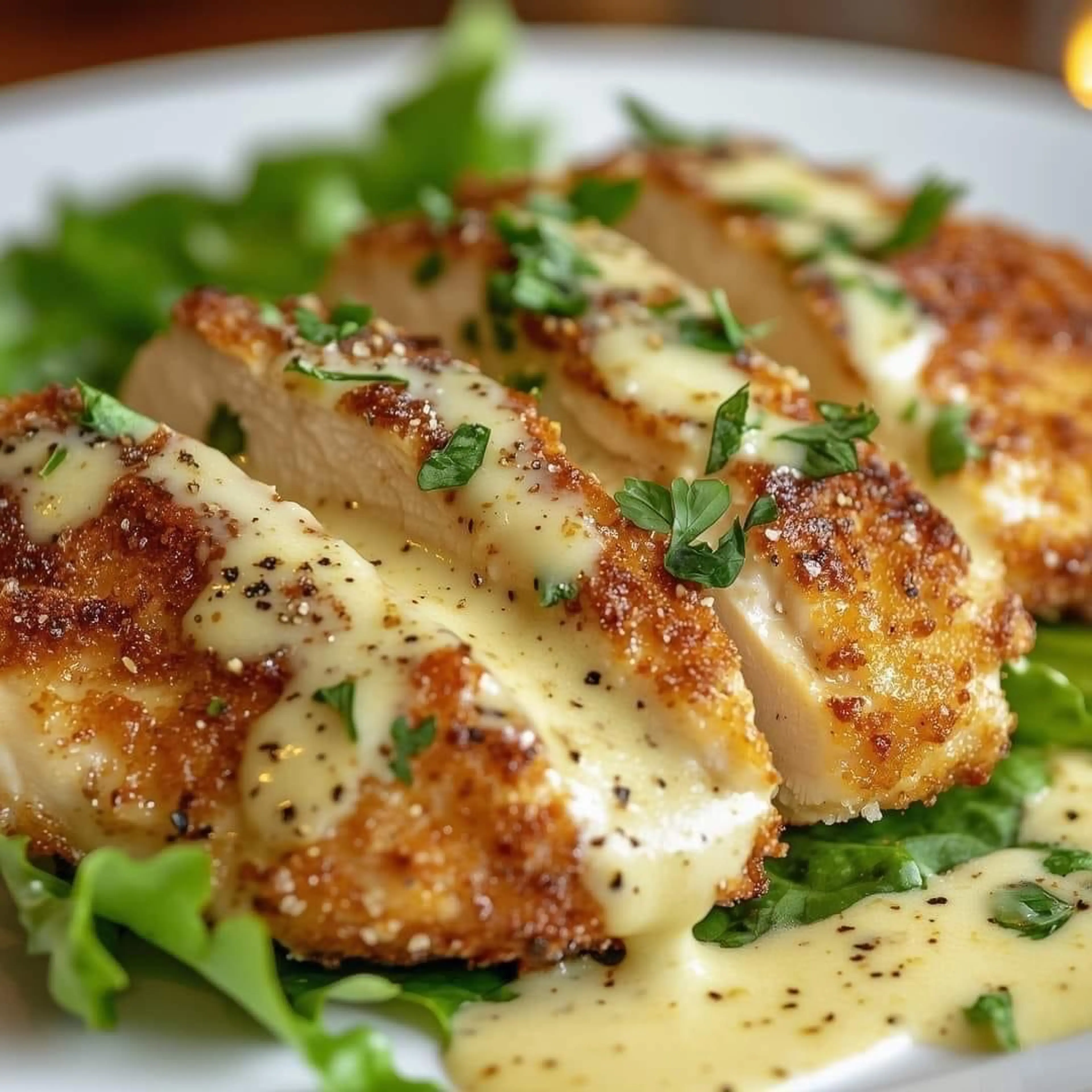 Crispy Chicken With Creamy Dijon sauce