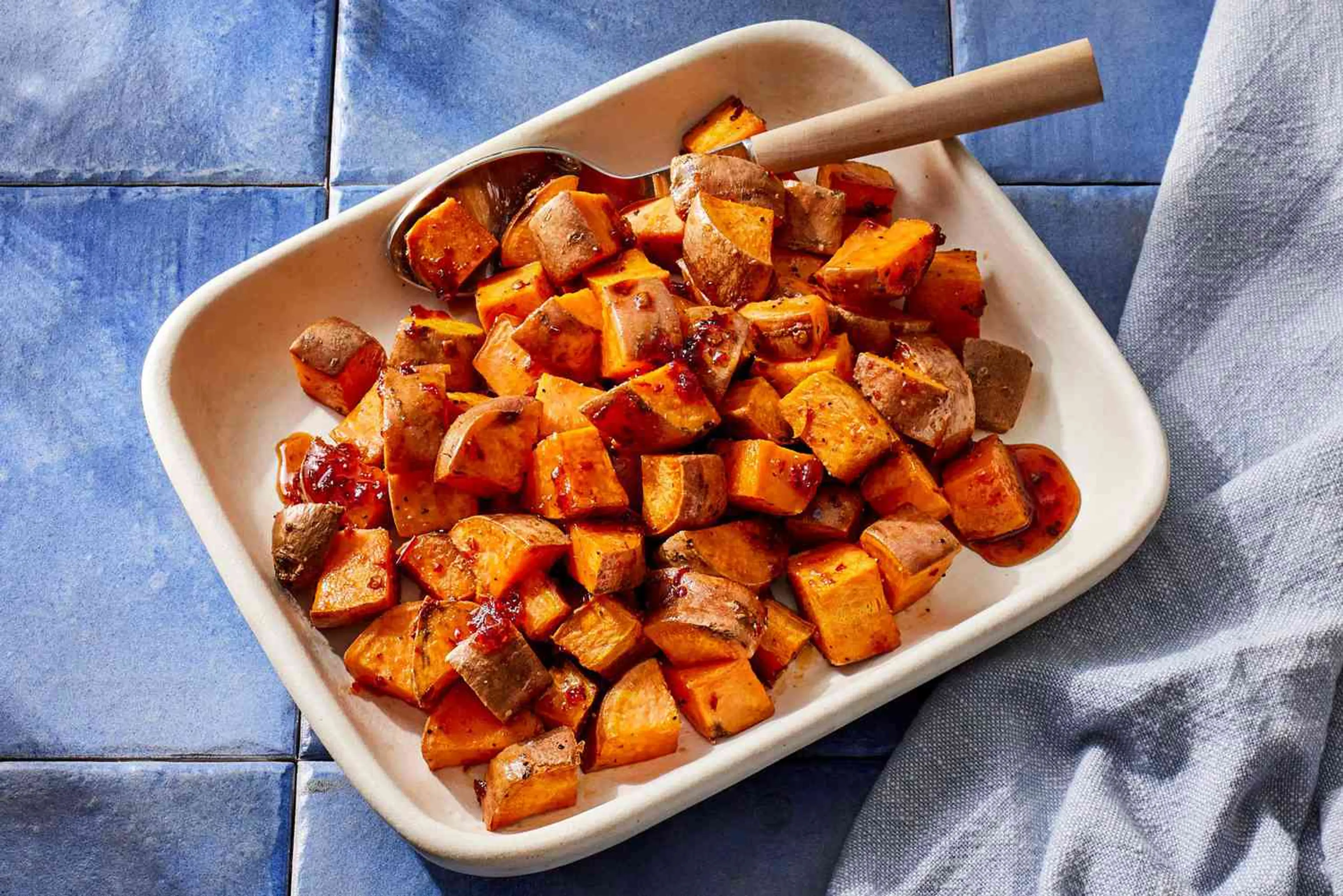 3-Ingredient Maple Chipotle Roasted Sweet Potatoes
