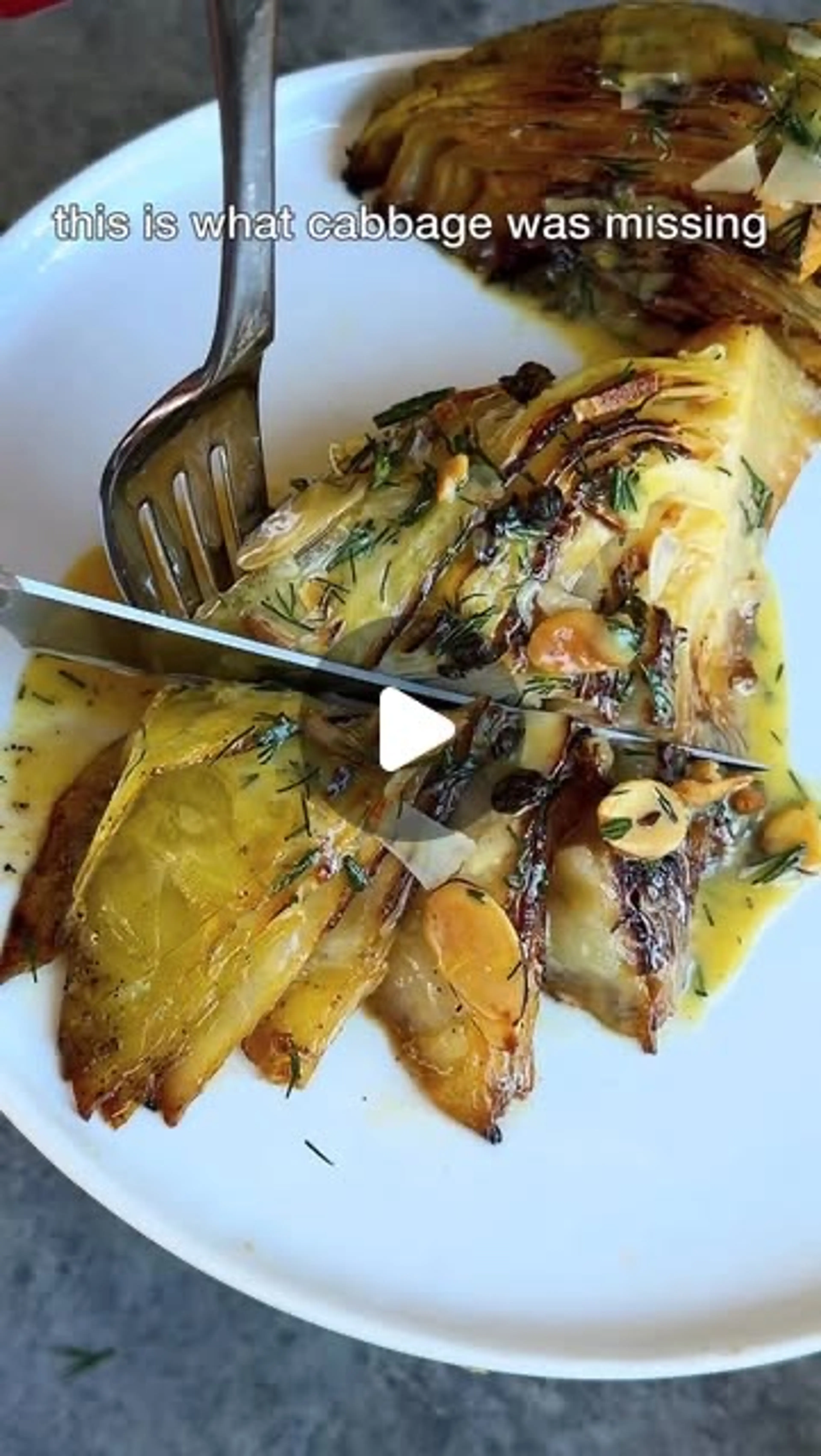 Roasted Caramelized Cabbage with Crispy Caper & Garlic Crunc