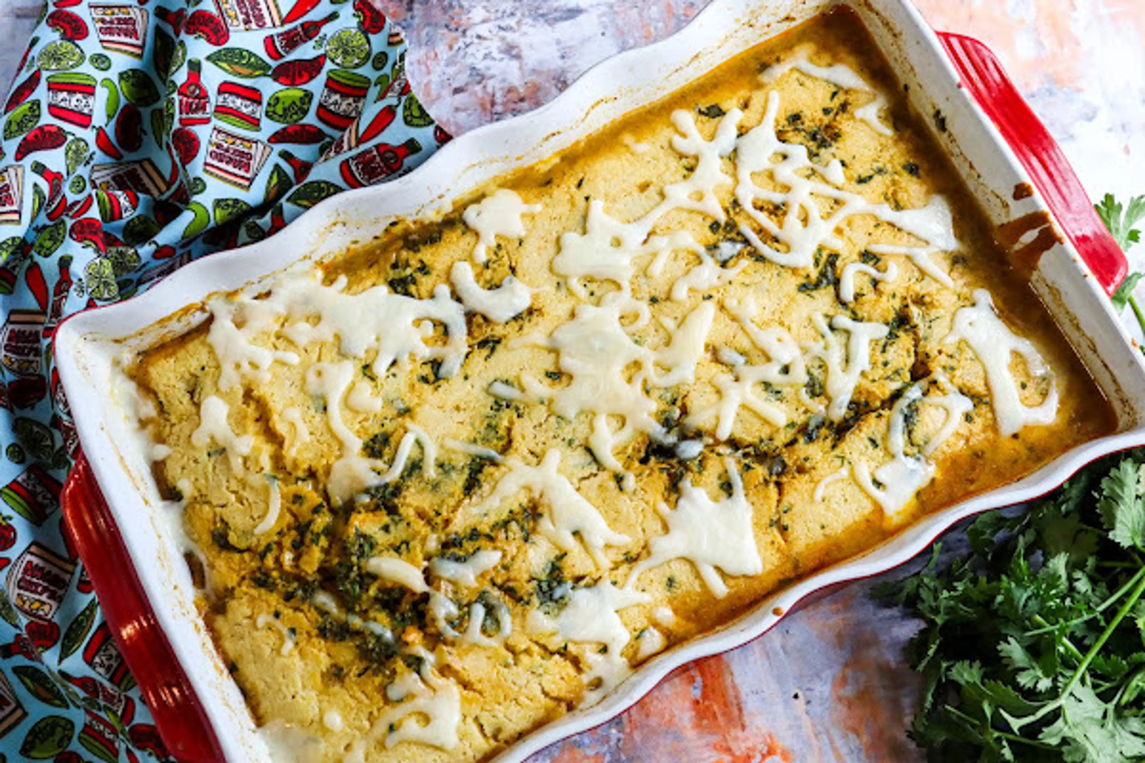 White Chili and Cornbread Bake